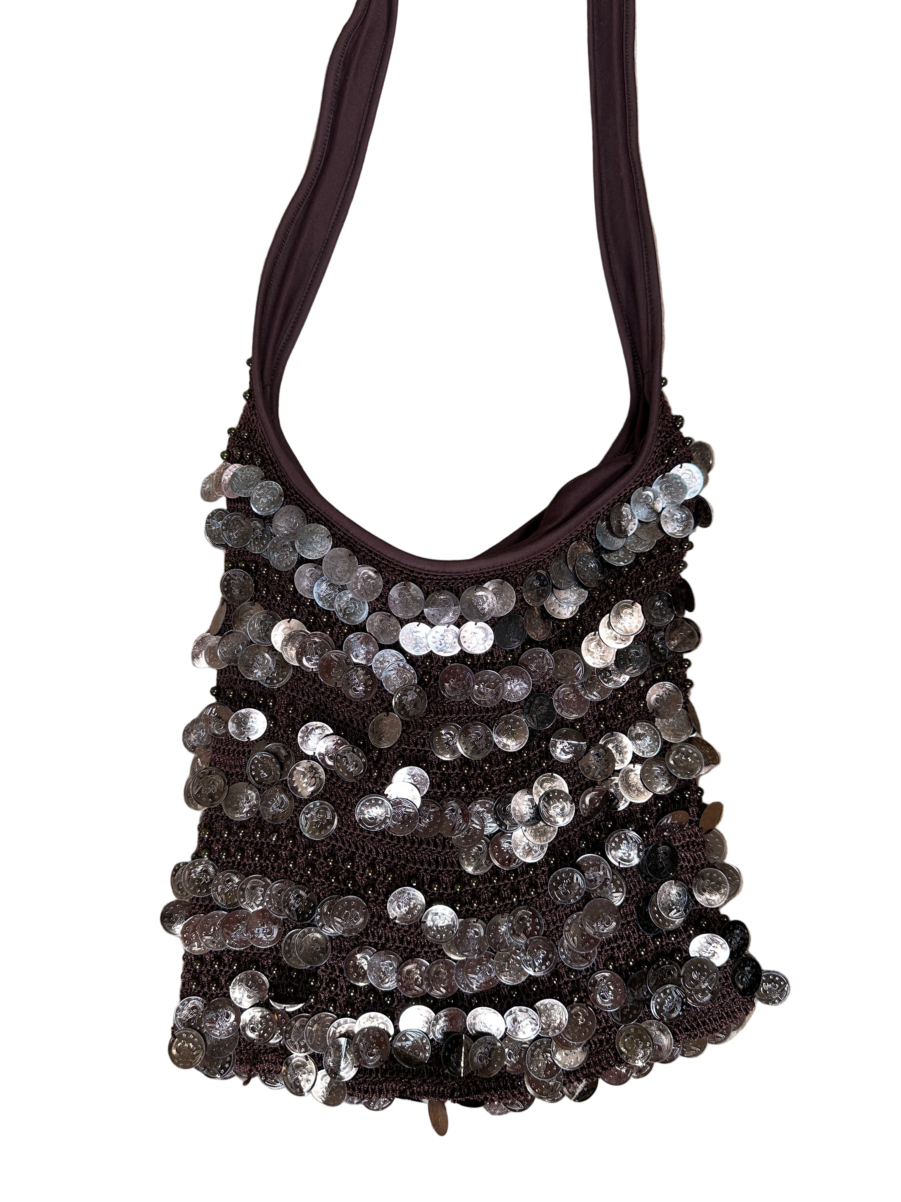 Vintage Crochet Roman Coin Hobo Bag