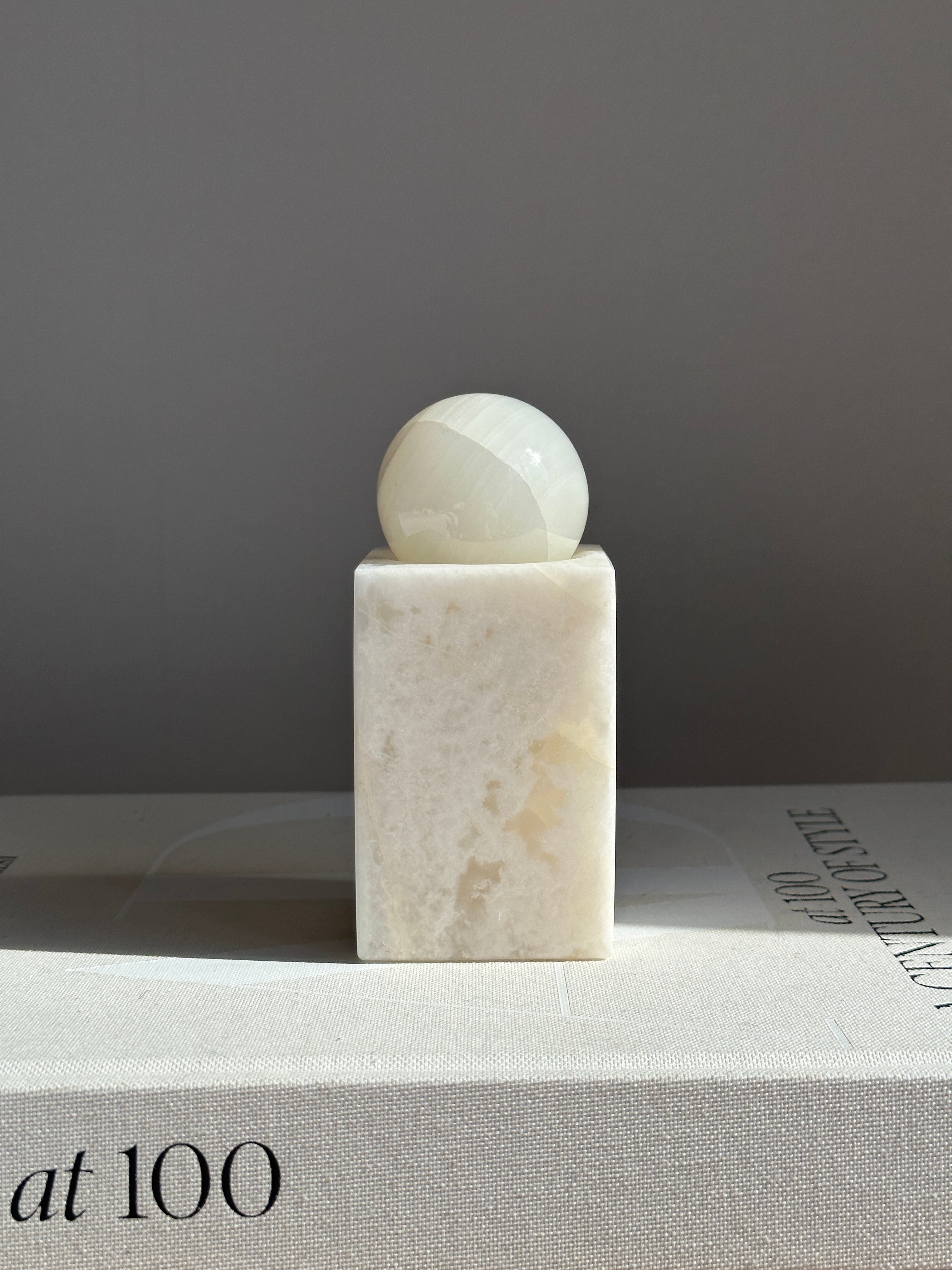 Prism White & Amber Onyx Candle Holder - Medium