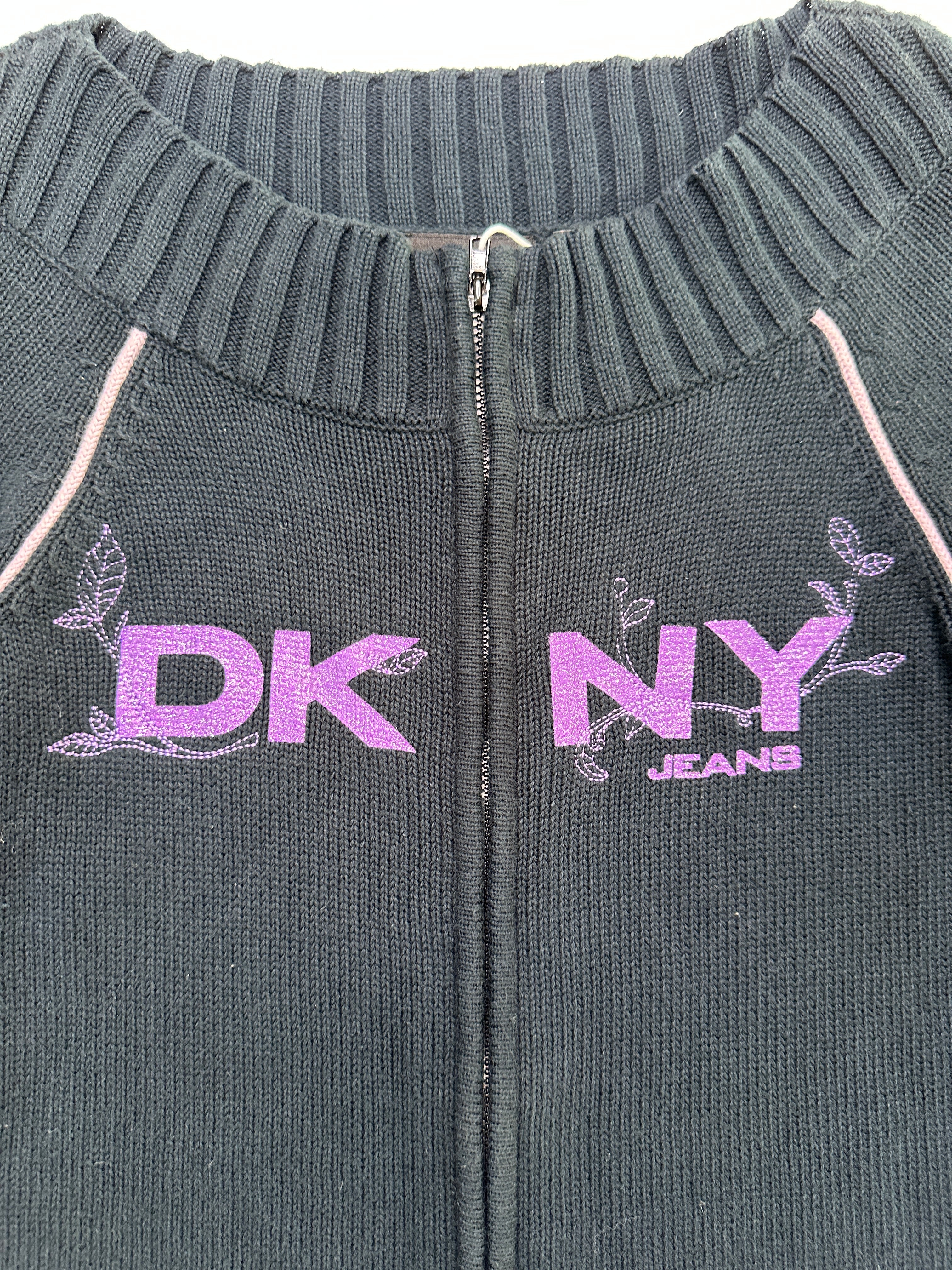 DKNY| Rare Two Way Full-zip Black Knit Sweater | M