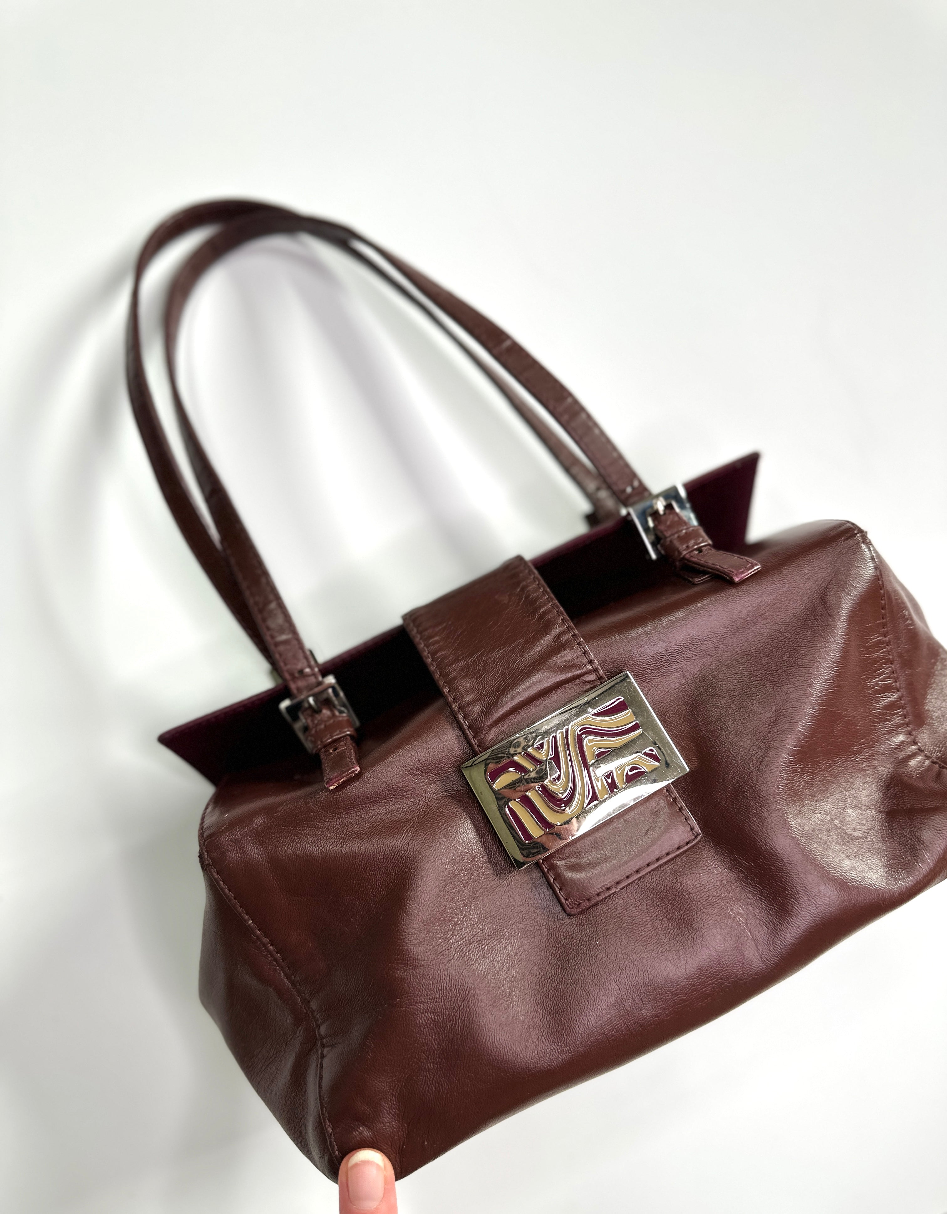 FENDI Burgundy Bento Box Bag