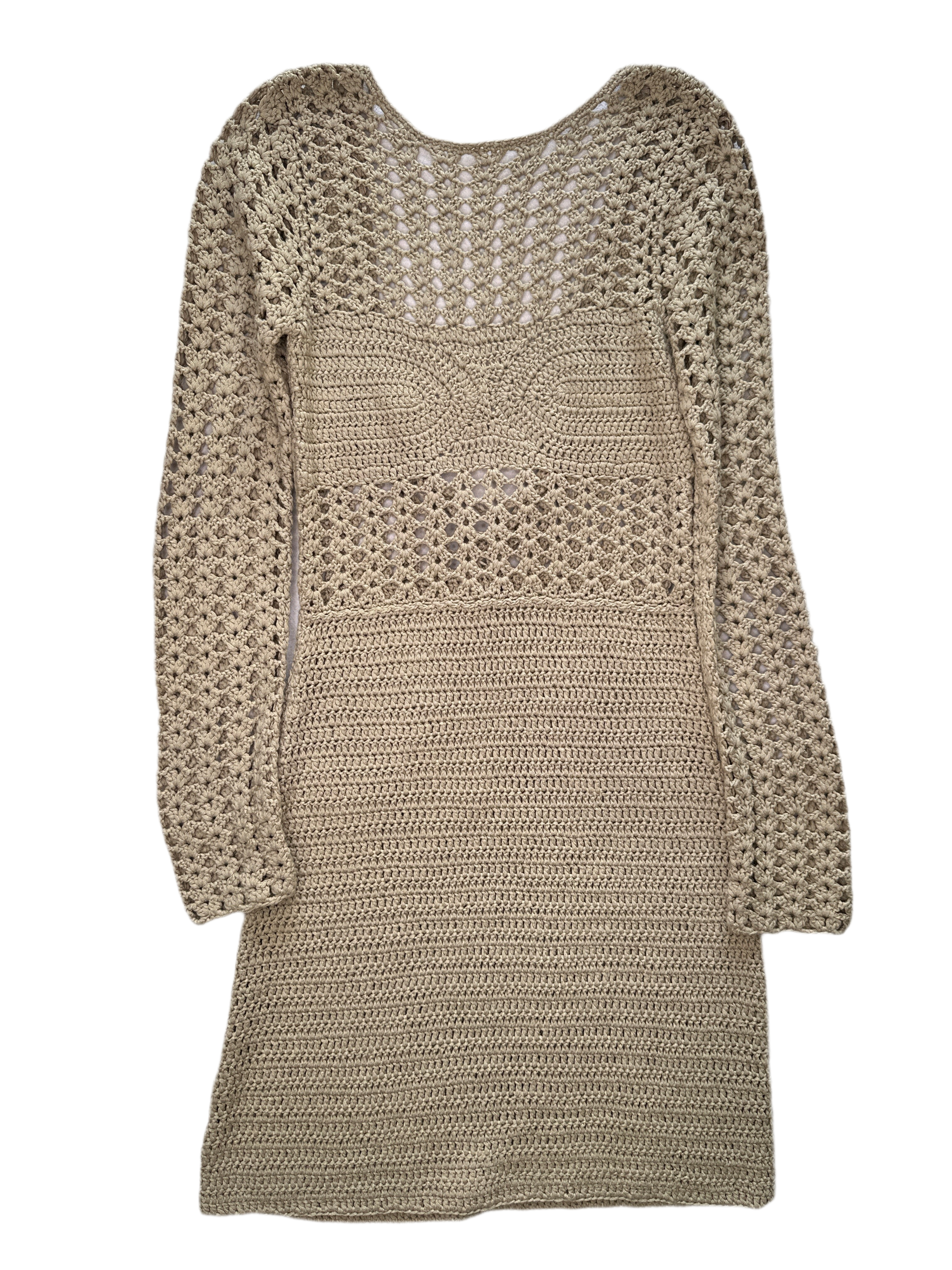 BEIGE CROCHET PULL OVER DRESS | 8-12