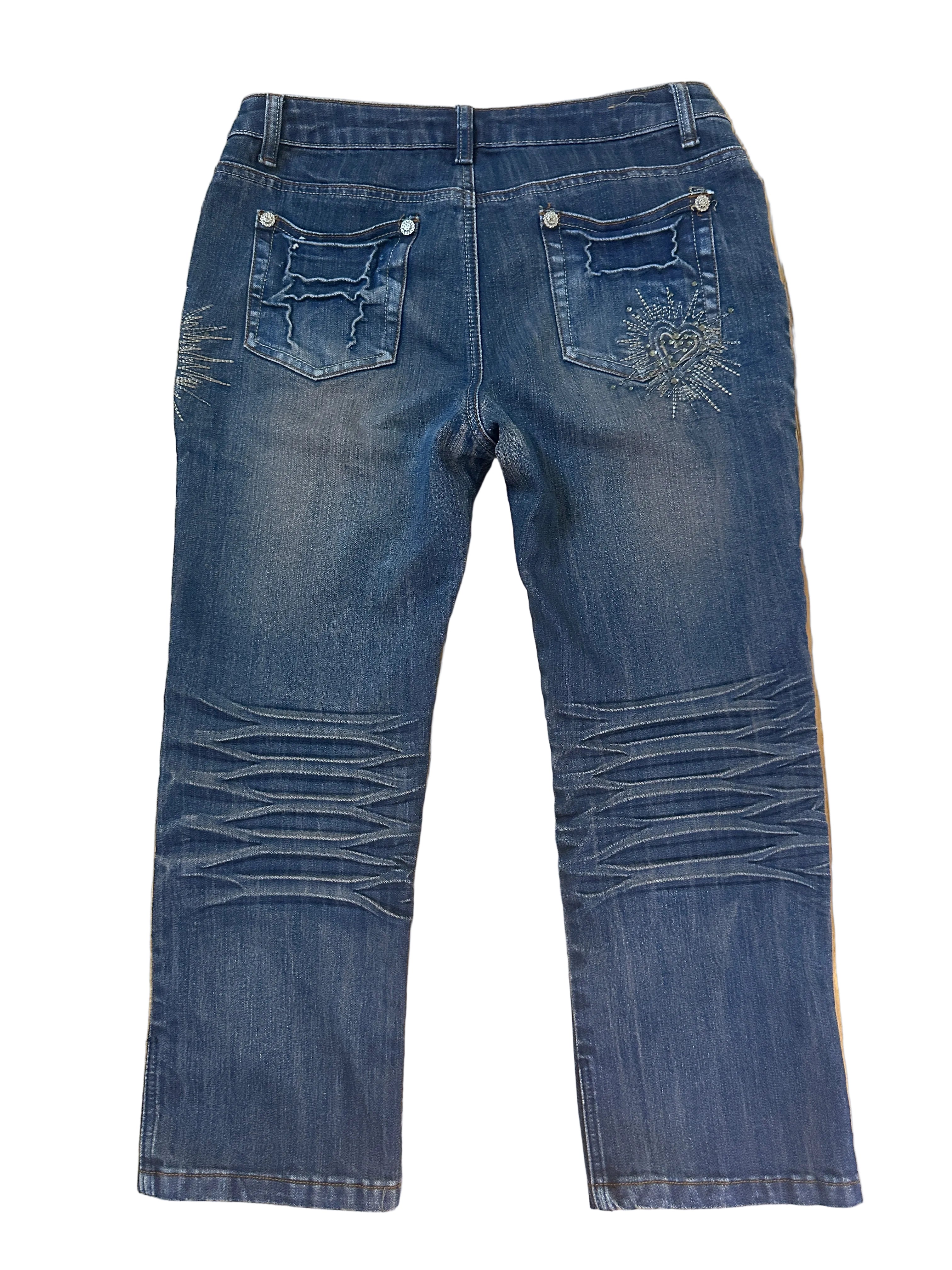 Y2K Jeans | 3/4 Rhinestone Hearts | 14