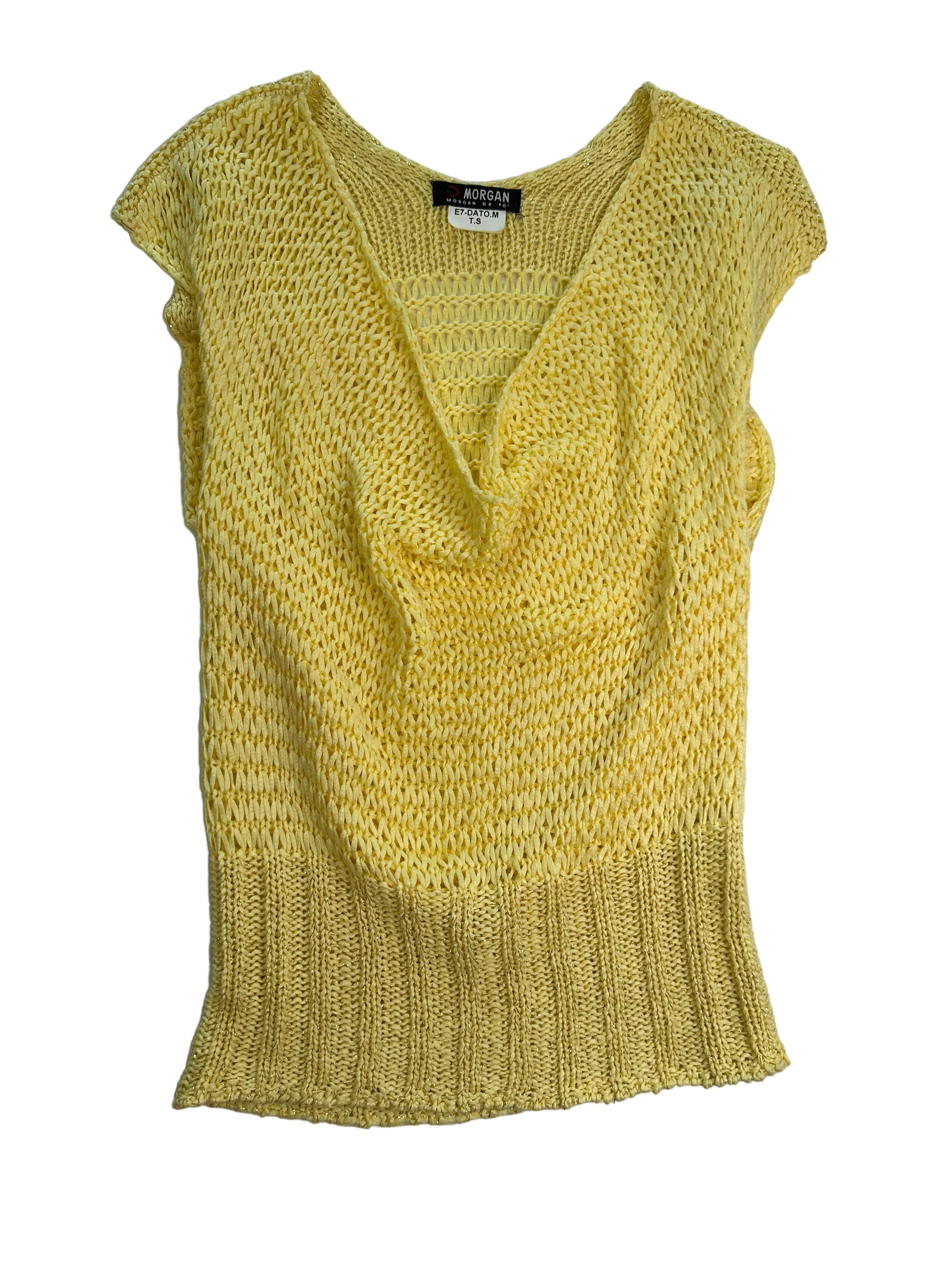 MORGAN DE TOI | Cowl Neck Yellow Sparkle Knit | 8-12