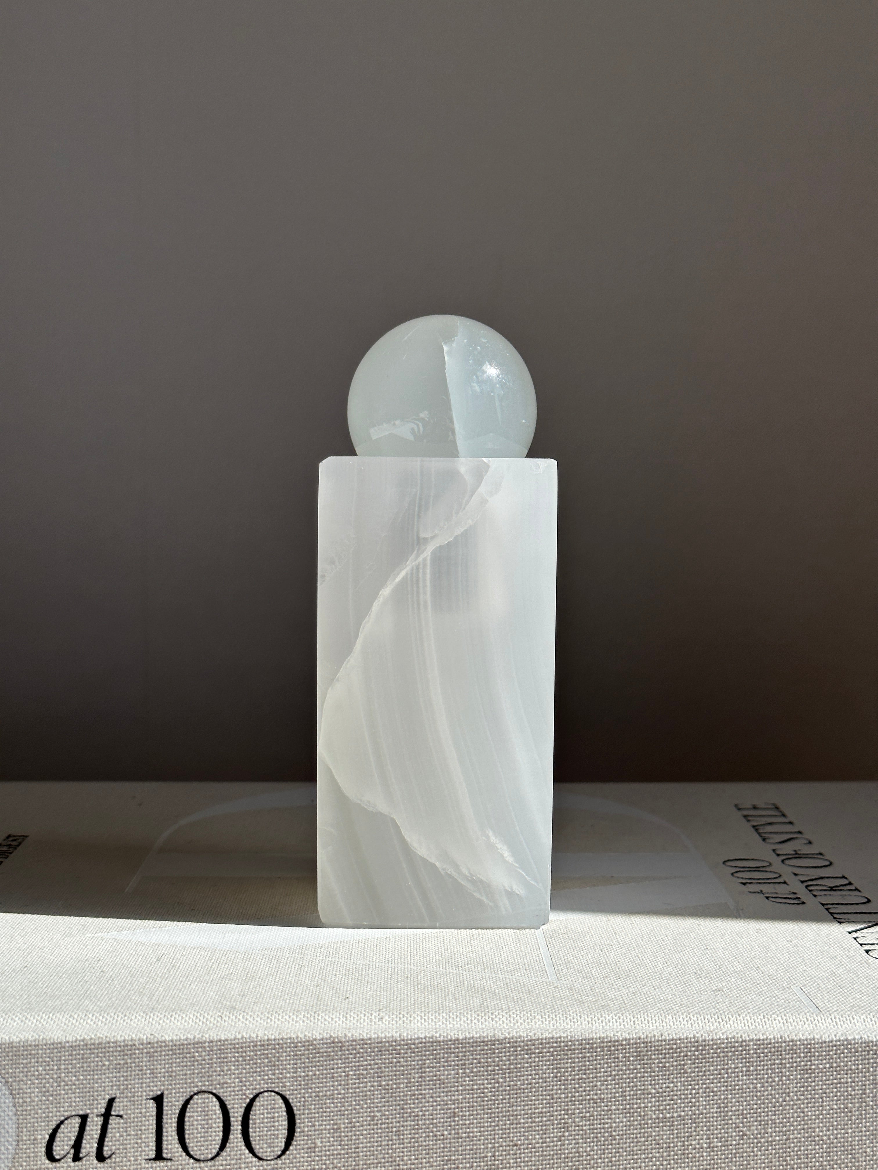 Prism White Onyx Candle Holder - Large