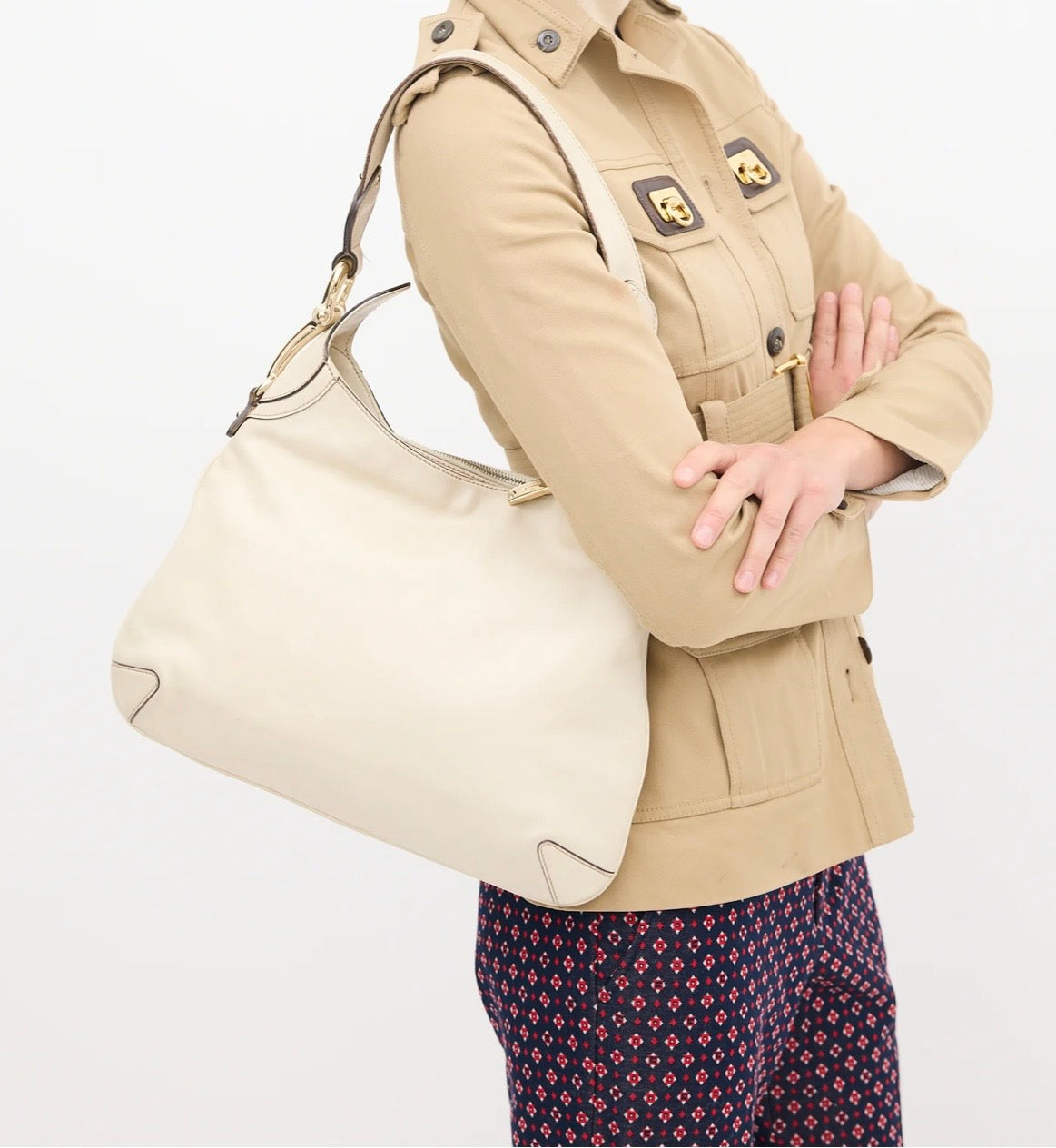 GUCCI Horsebit Creole Leather Hobo Bag