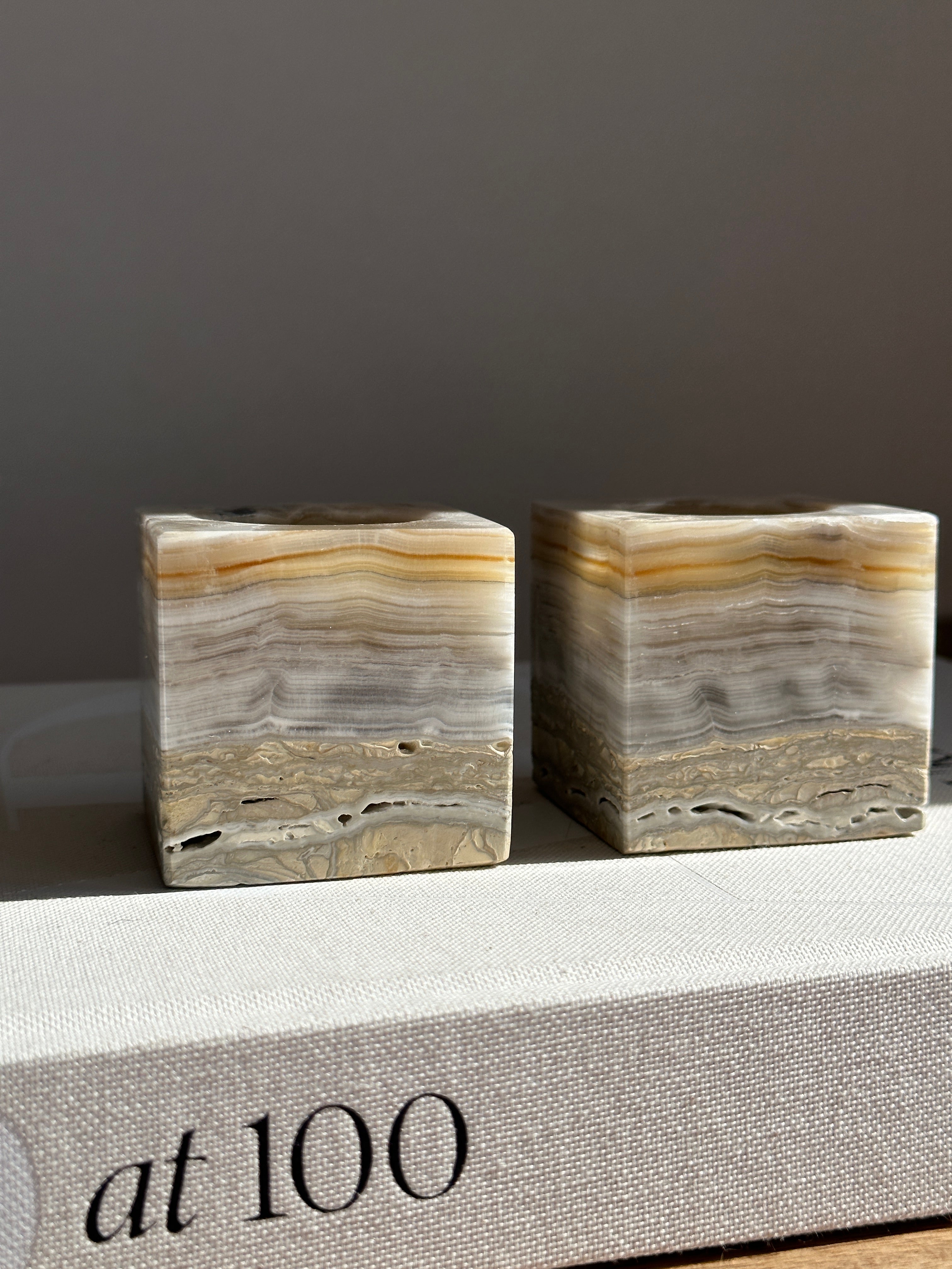 Prism Grey Onyx Candle Holder - Small