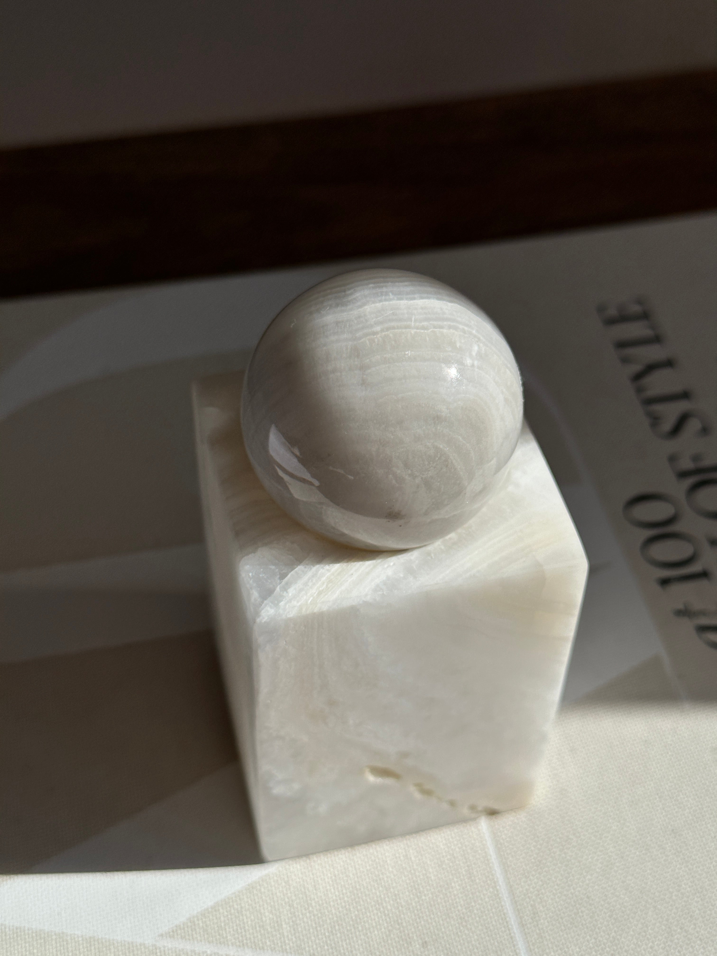 Prism White Onyx Candle Holder - Medium