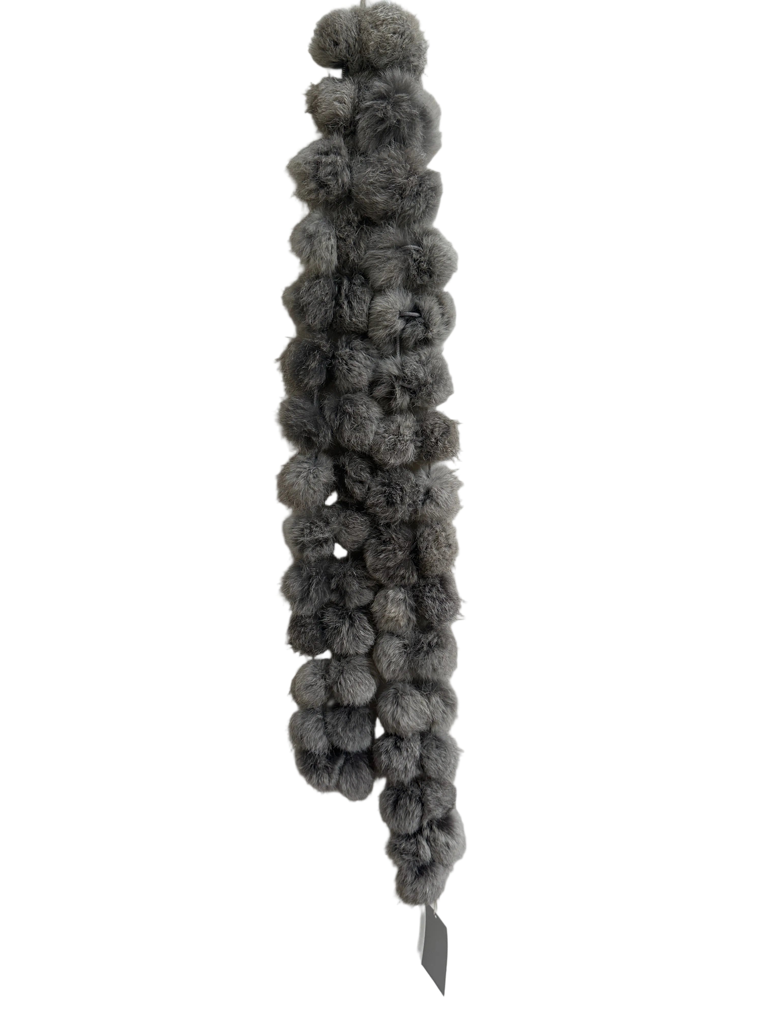 Rabbit Fur Pompom Handmade Scarf