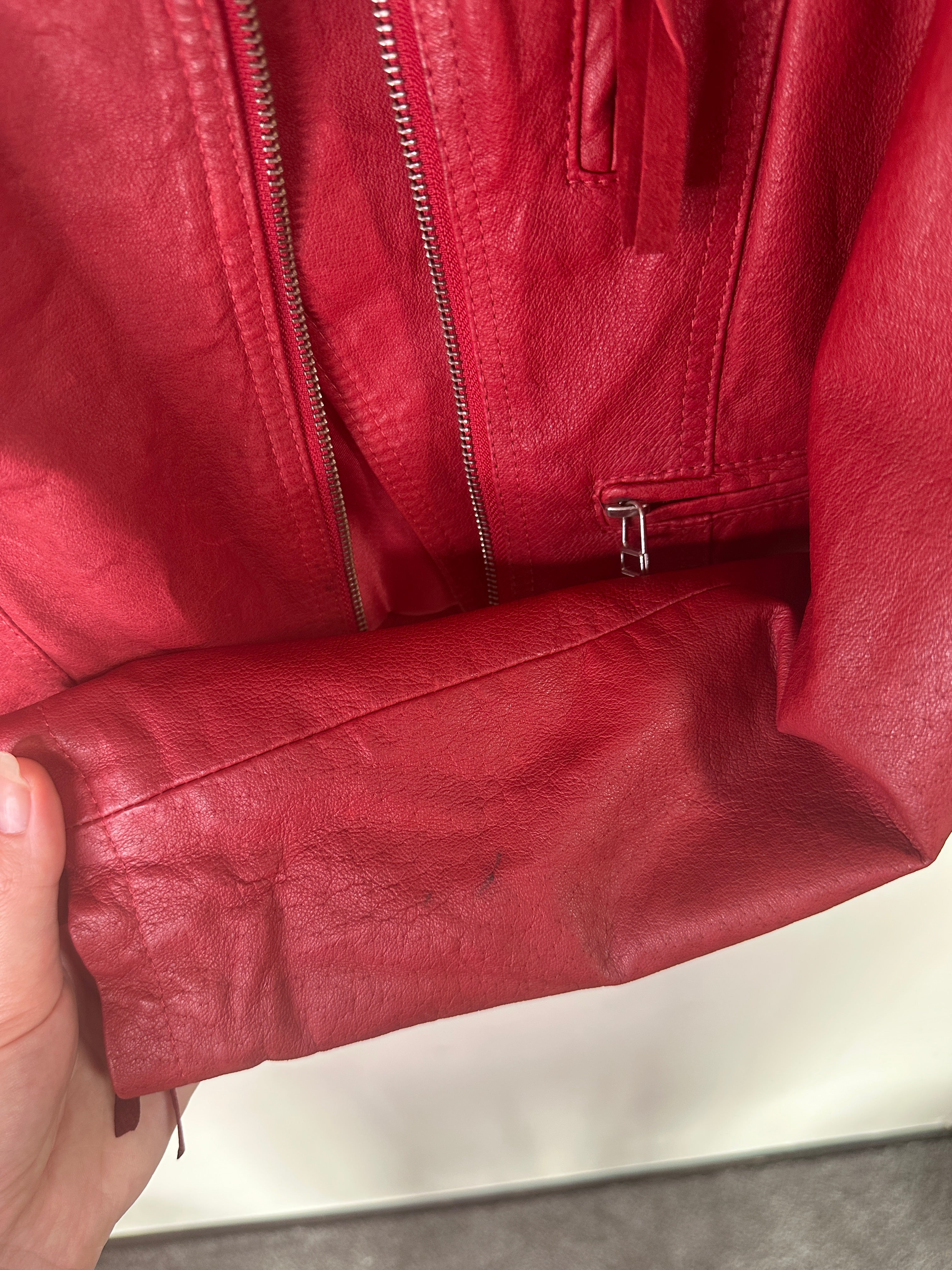 JUST JEANS | 00s Red Leather Jacket | 8