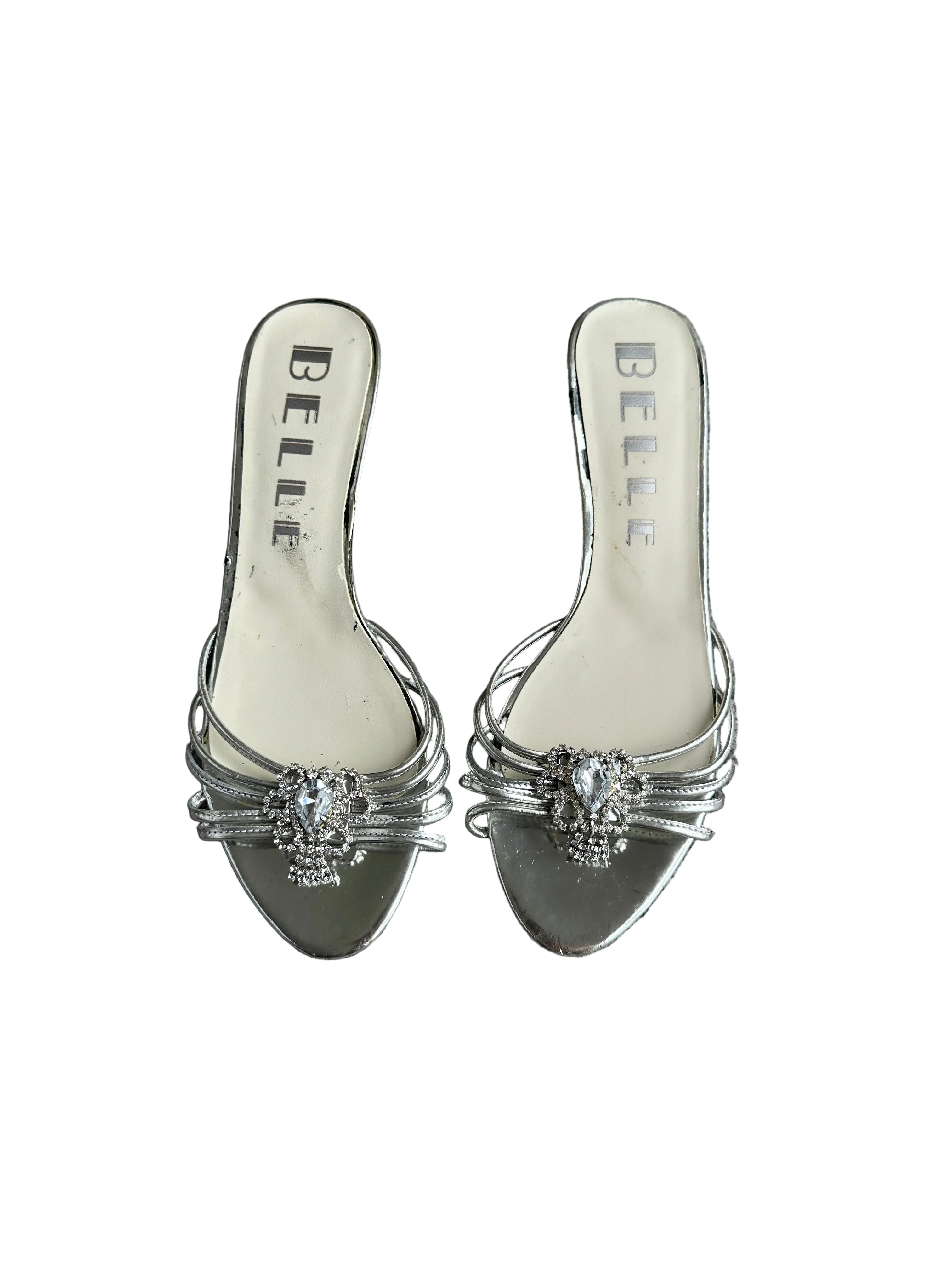BELLE | Silver Formal Kitten Heels | 7