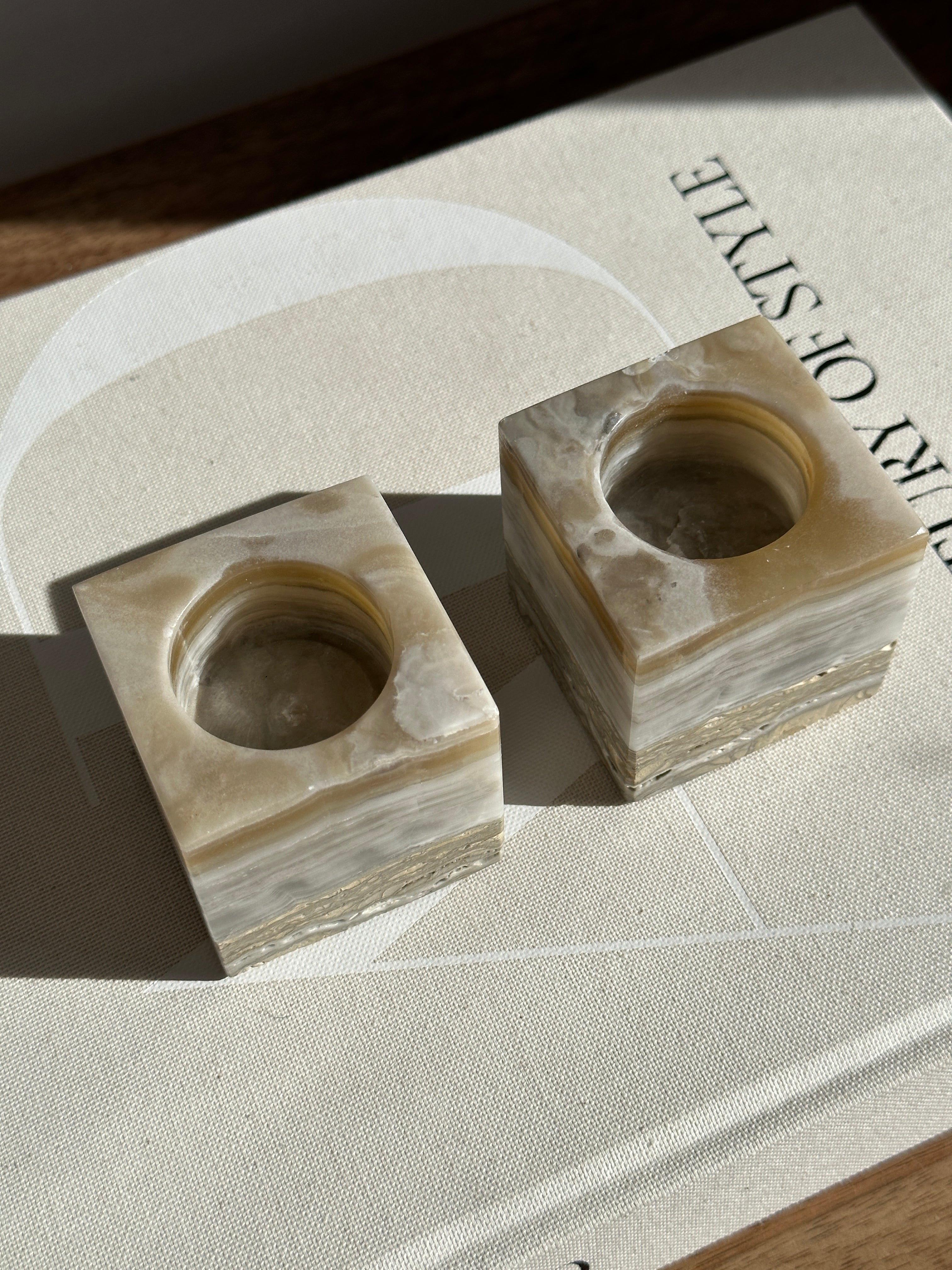 Prism Grey Onyx Candle Holder - Small