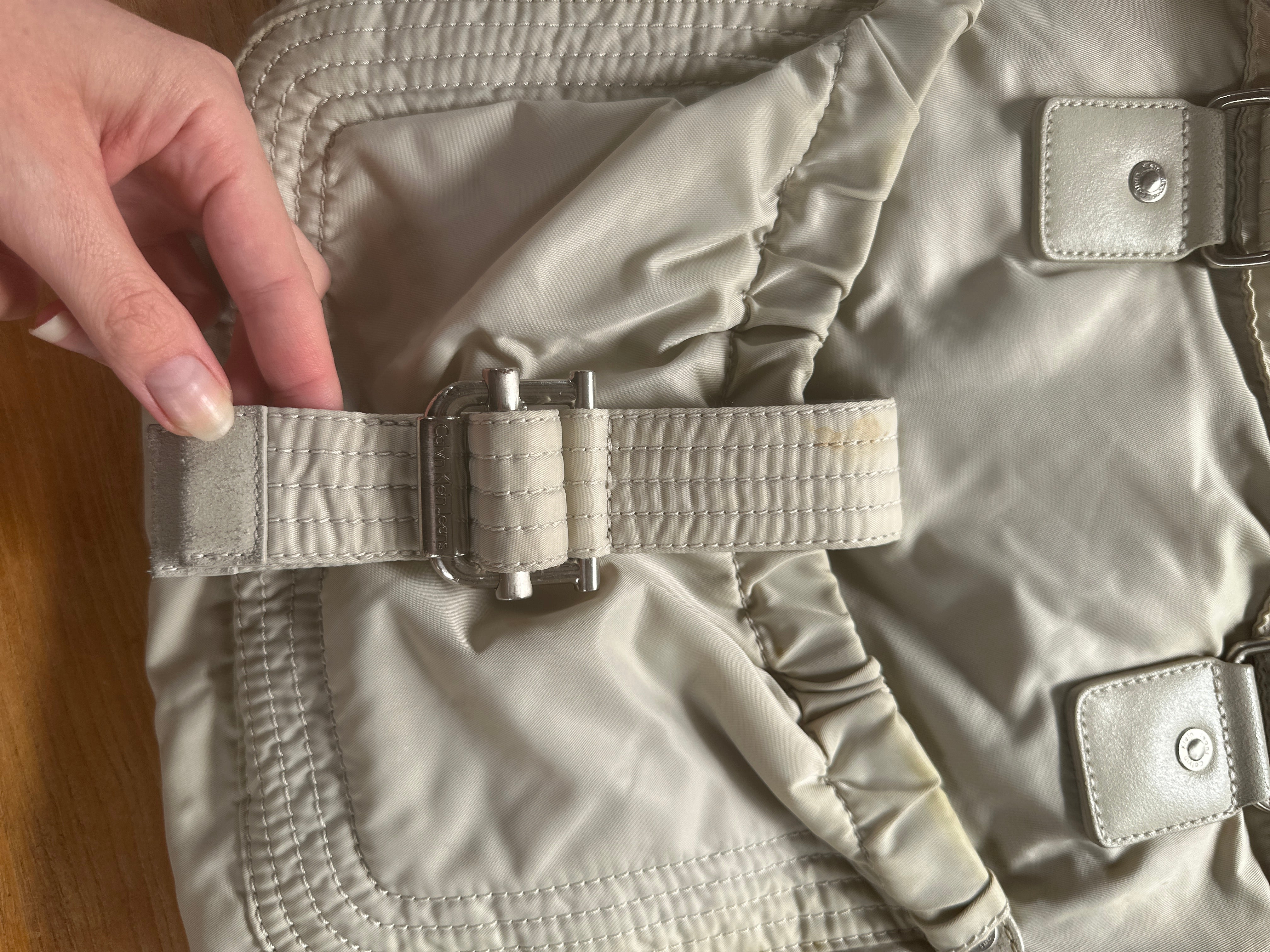 Calvin Klein | Beige Nylon & Leather Bag