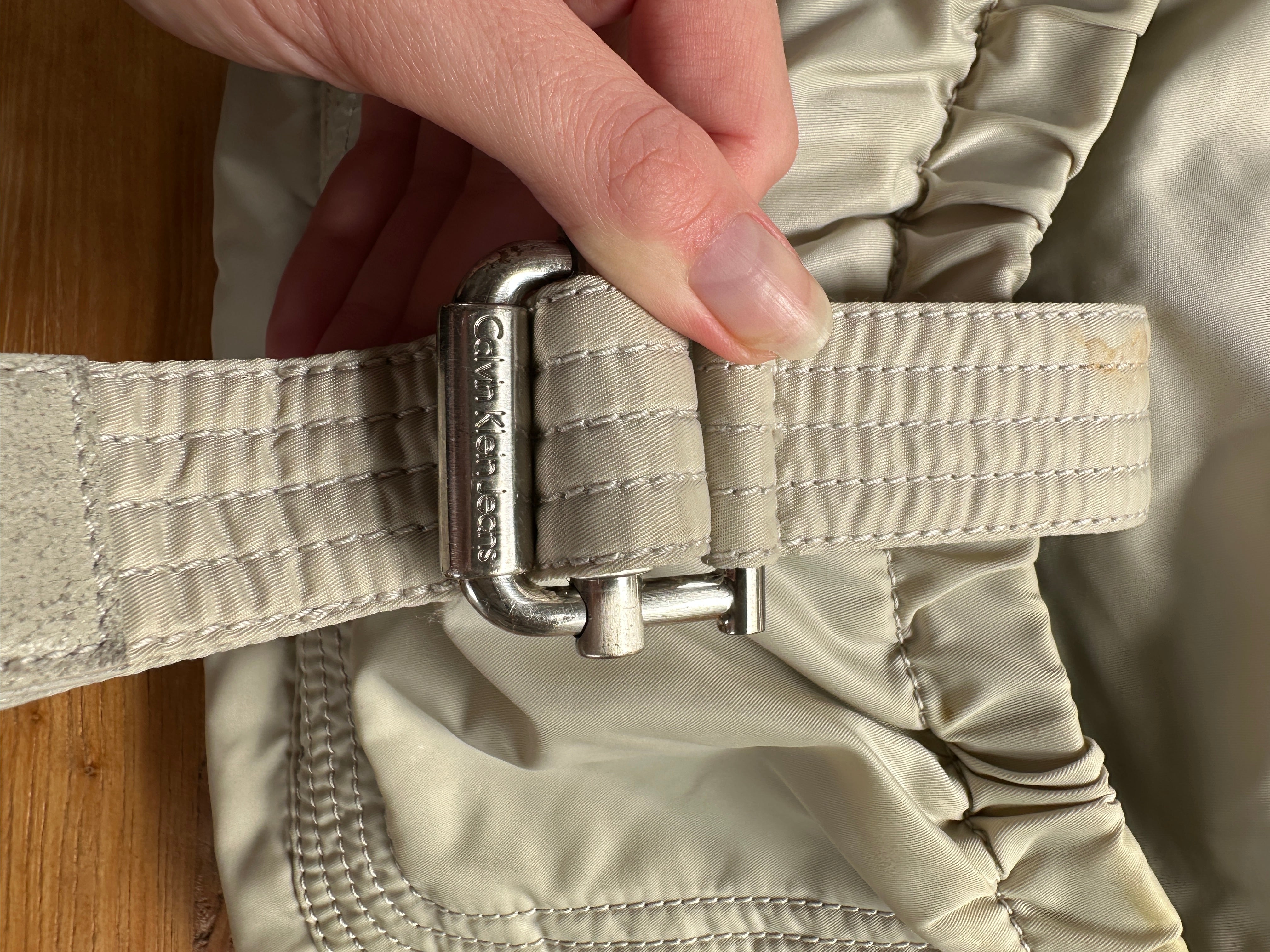 Calvin Klein | Beige Nylon & Leather Bag