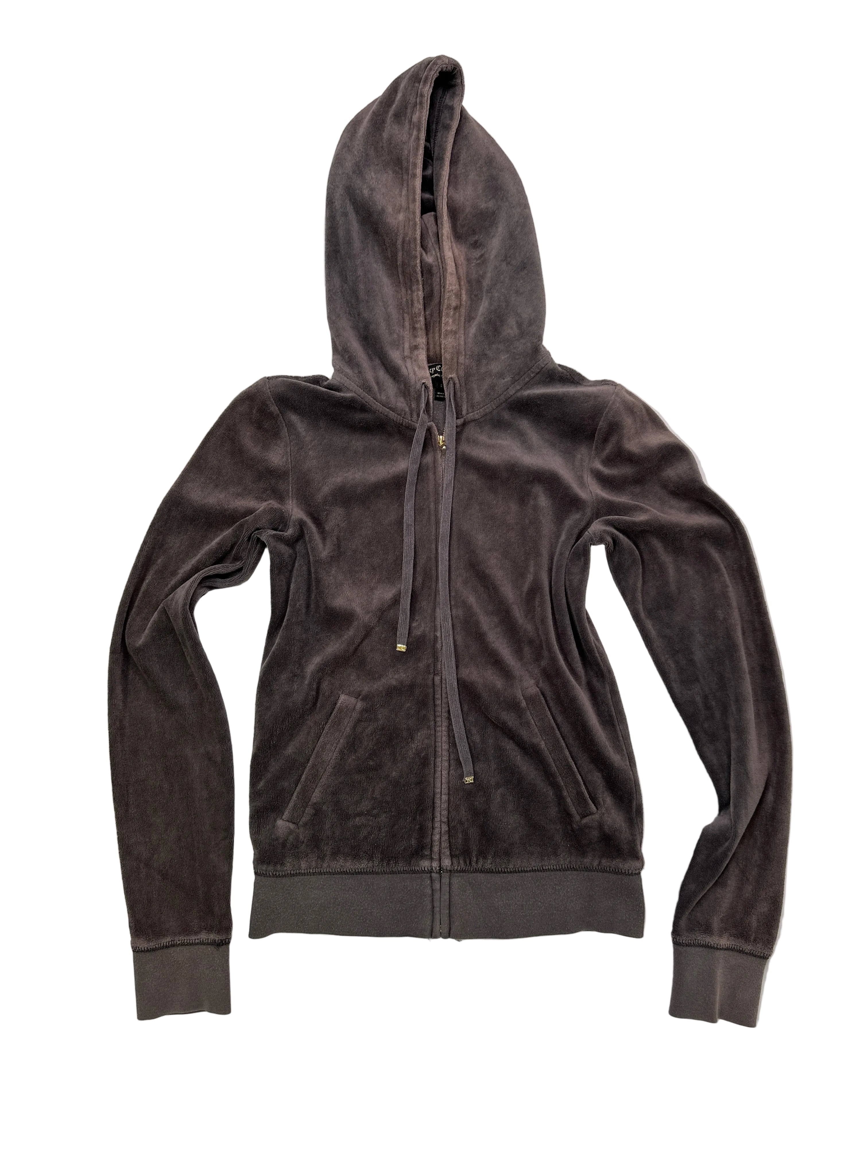 Juicy Couture | 90s Ash Brown Velour Full Zipper Jumper | S