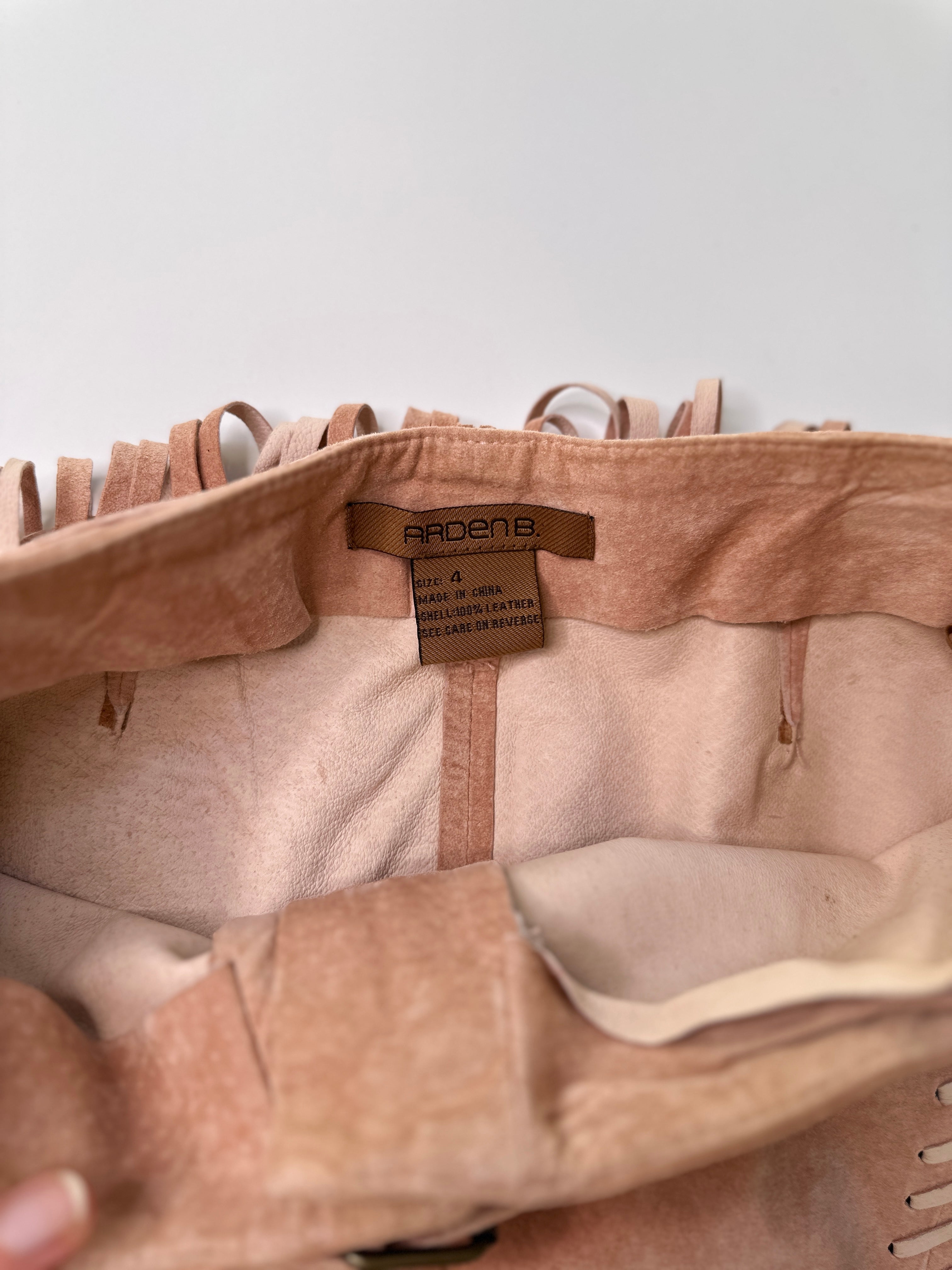 Arden B | Vintage Dusky Pink Suede Leather Cowgirl Flare Pants | 8