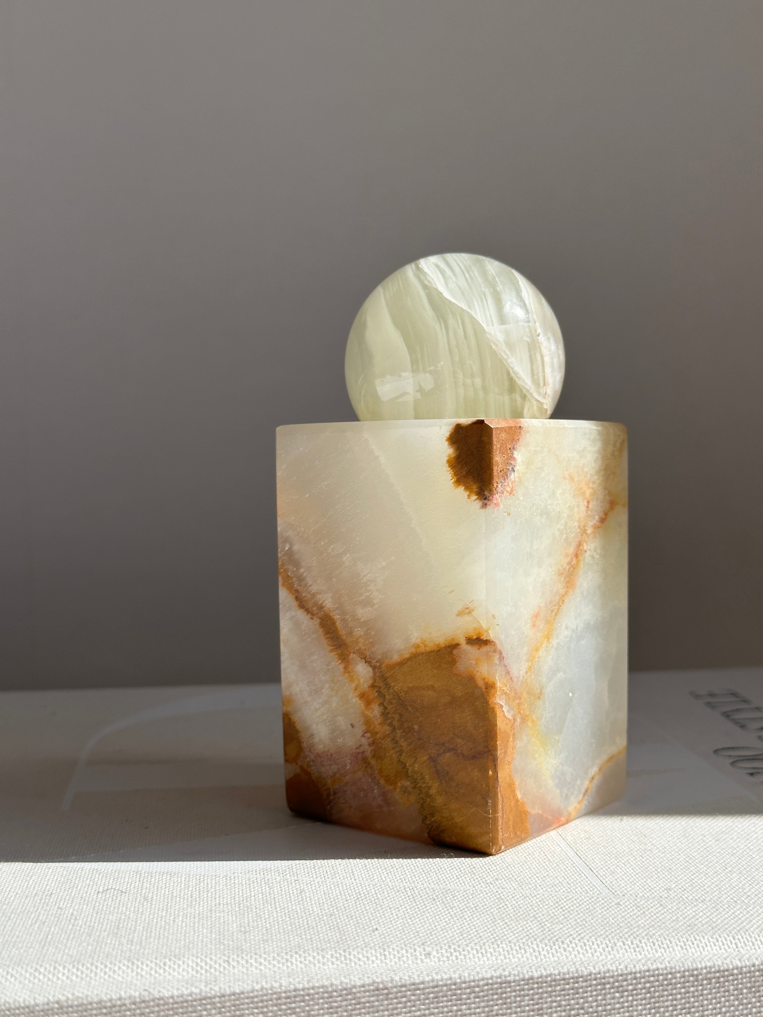 Prism White & Amber Onyx Candle Holder - Medium