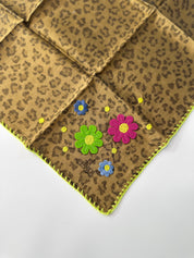 FENDI | Rare Leopard Felt Flowers Bandana or Pocket Square