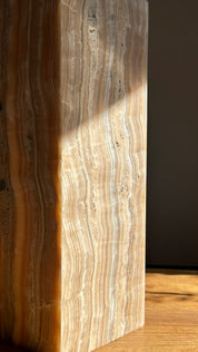 Amber Banded Plinth & Lamp