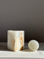 Prism White & Amber Onyx Candle Holder - Medium