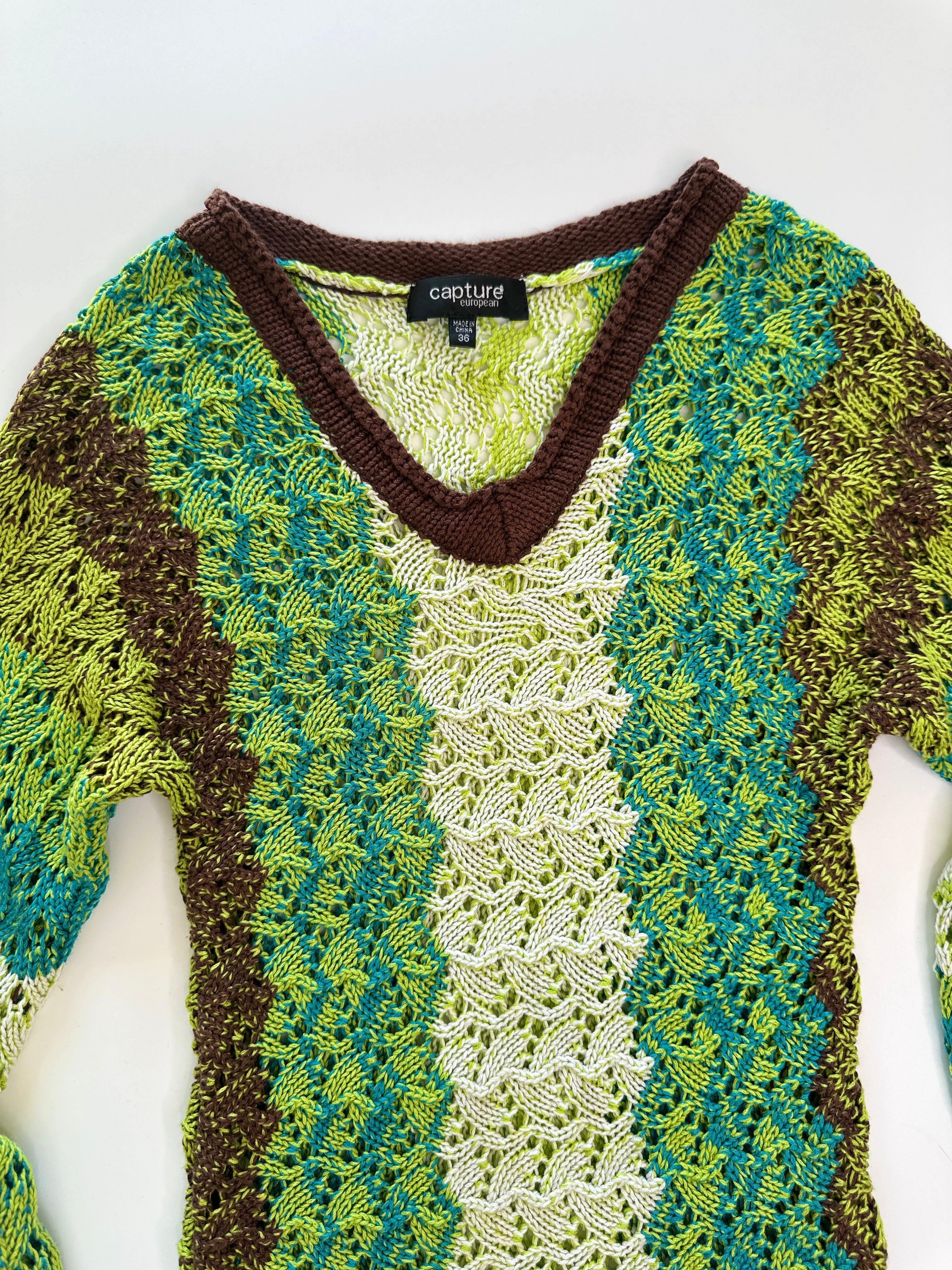 Green & Brown Knit Pullover | 8