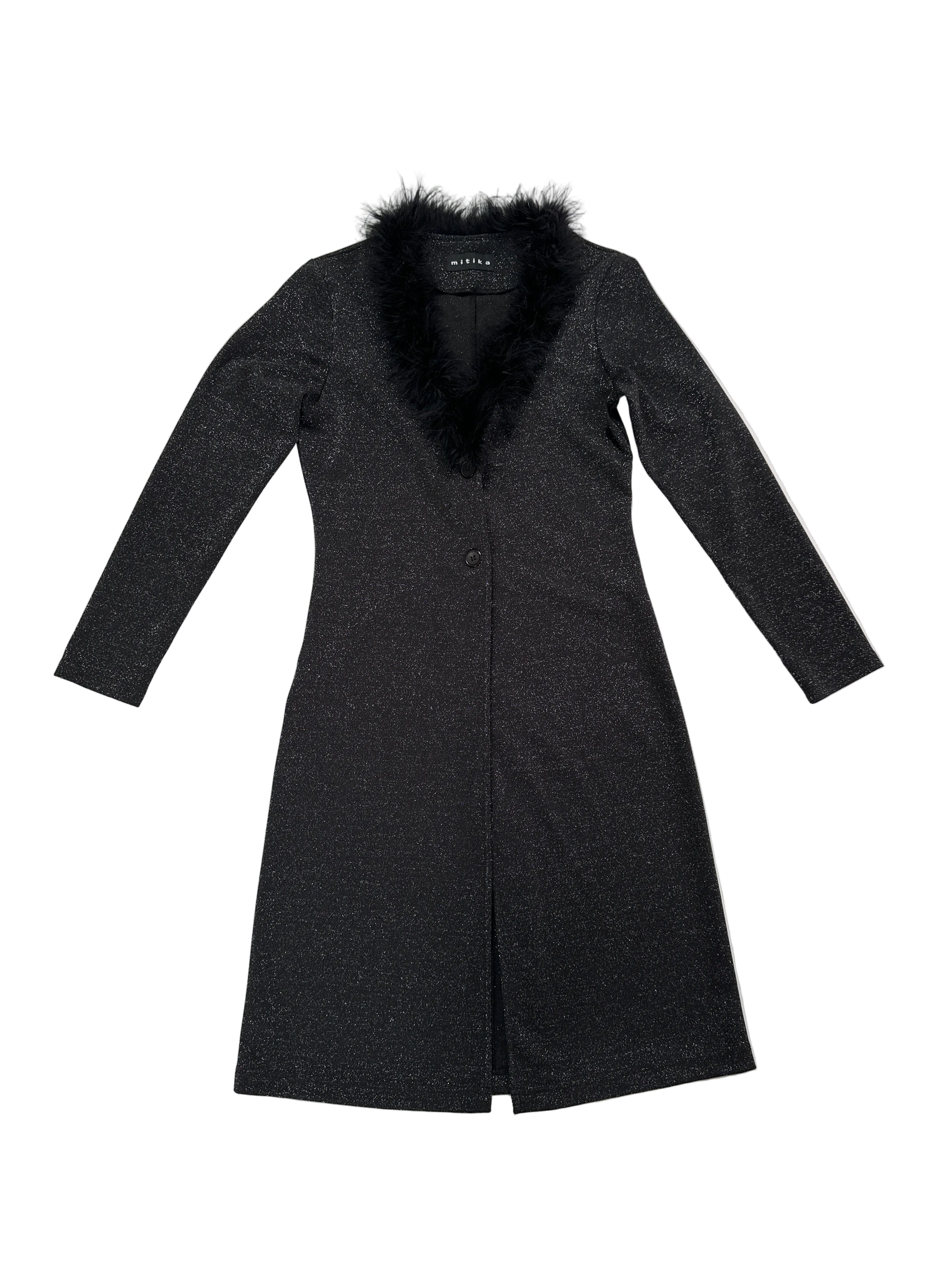 MITIKA | Italian Boutique Black Shimmer fabric Coat| S RRP €350