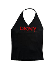 DKNY| Rare 00s NWT Black Knit & Sequin Halter Neck Top | M