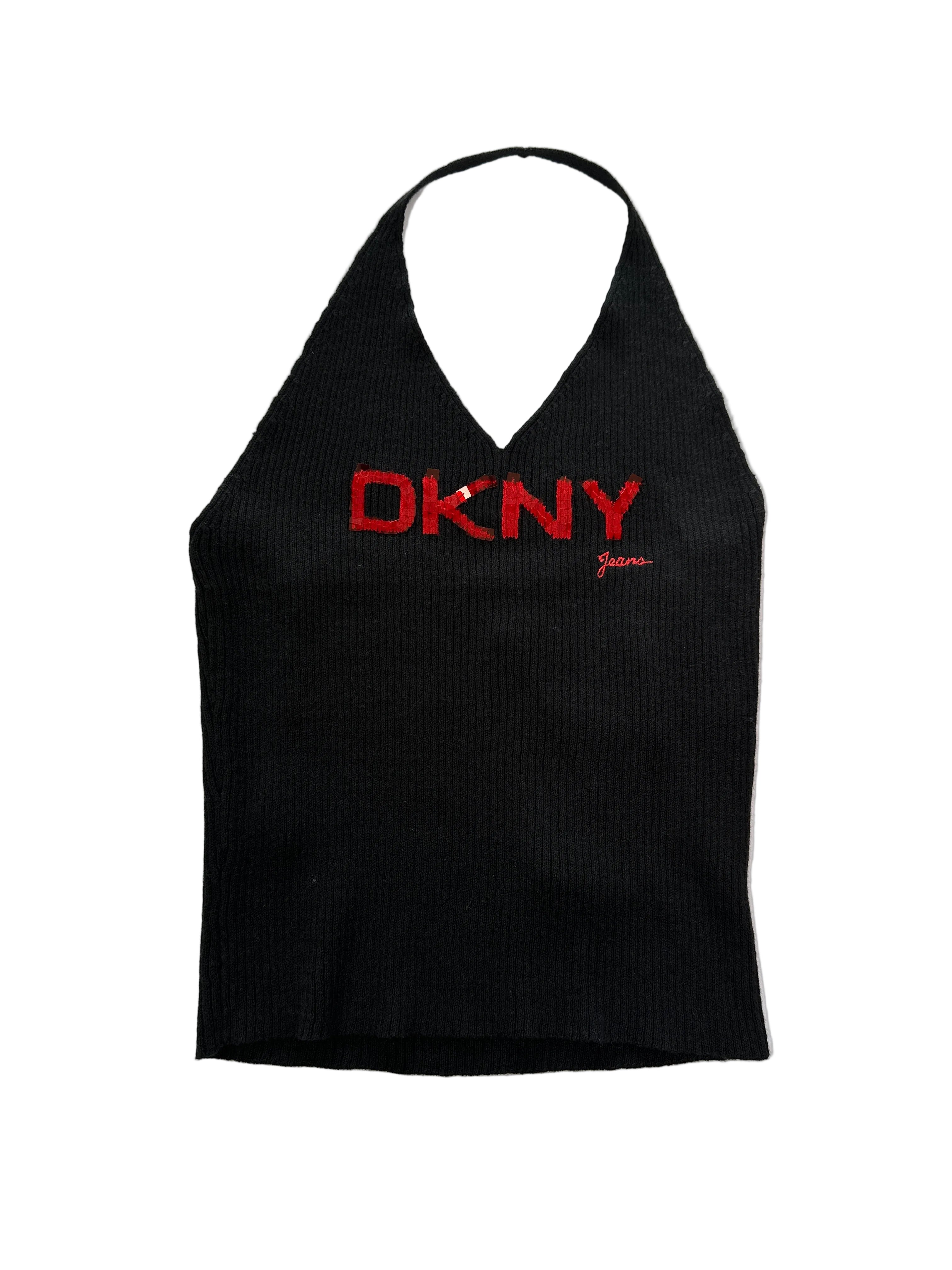 DKNY| Rare 00s NWT Black Knit & Sequin Halter Neck Top | M