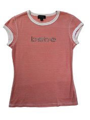 BEBE| Stripe Rhinestone Y2K Top | M