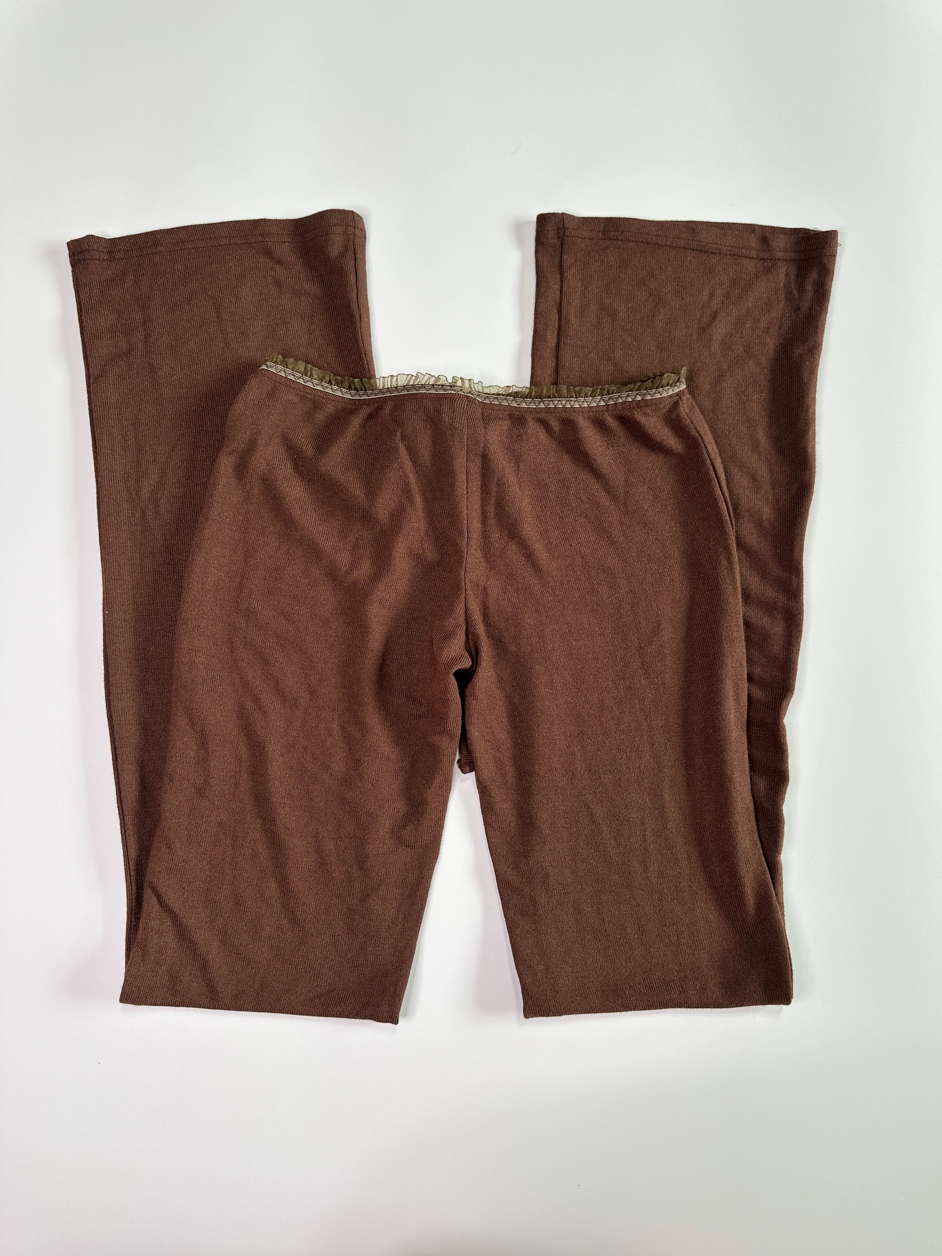 Shoop USA Low-rise Brown Knit Tie Bootcut Pant | XS