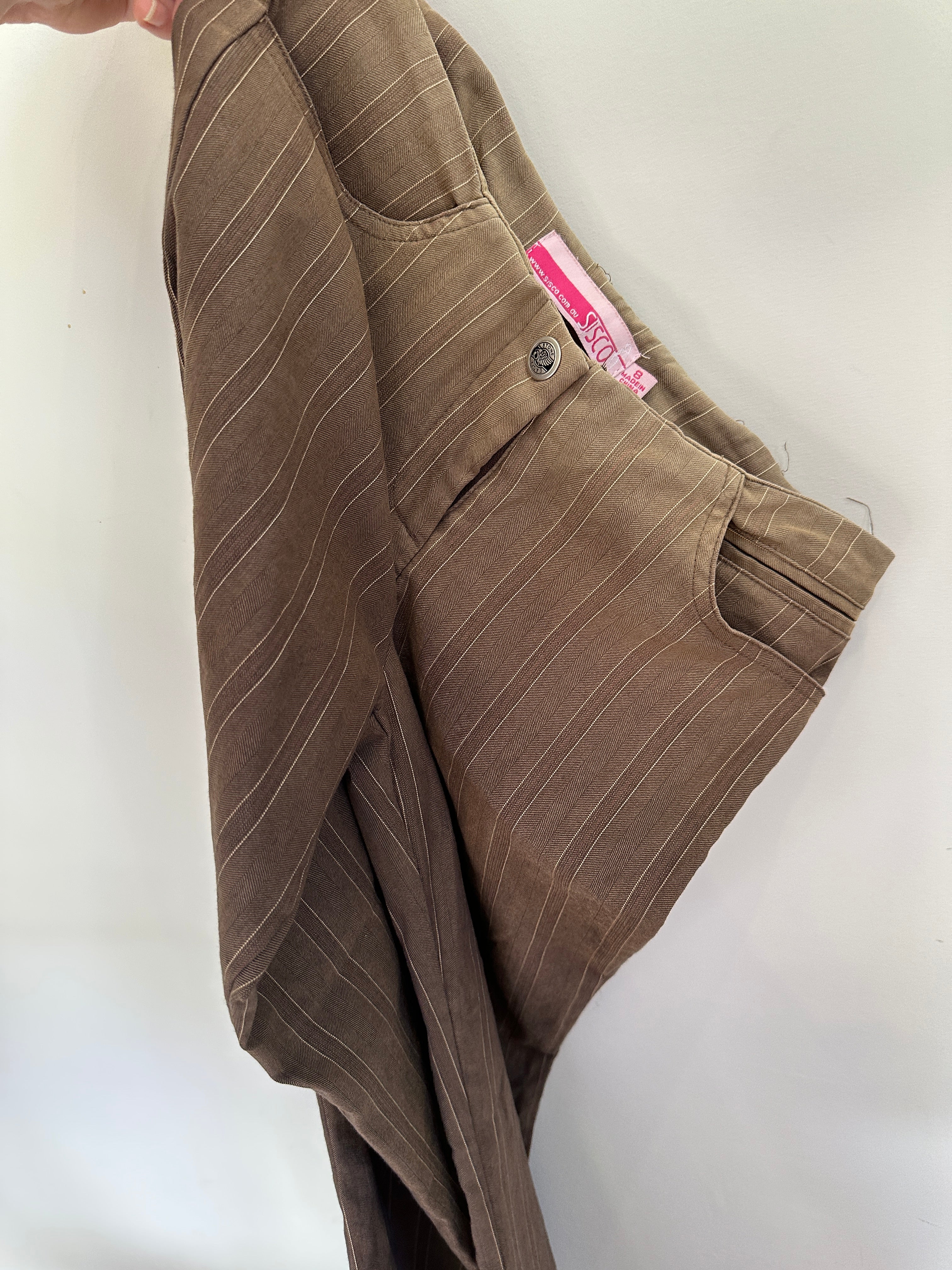 STONE EAGLE| Brown Fade Pinstripe Bootcut Pants | 8