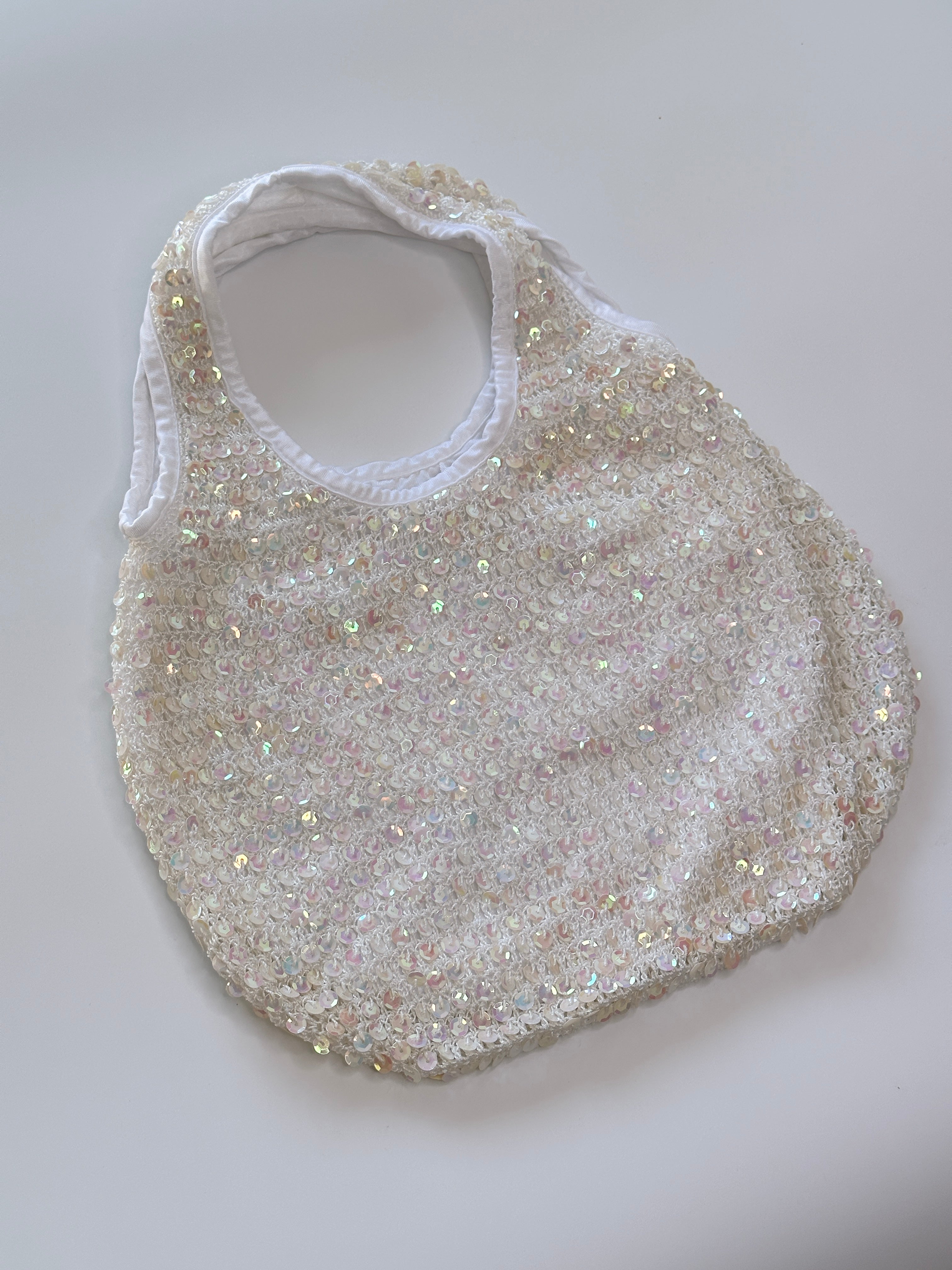 White Sequin Hobo Bag