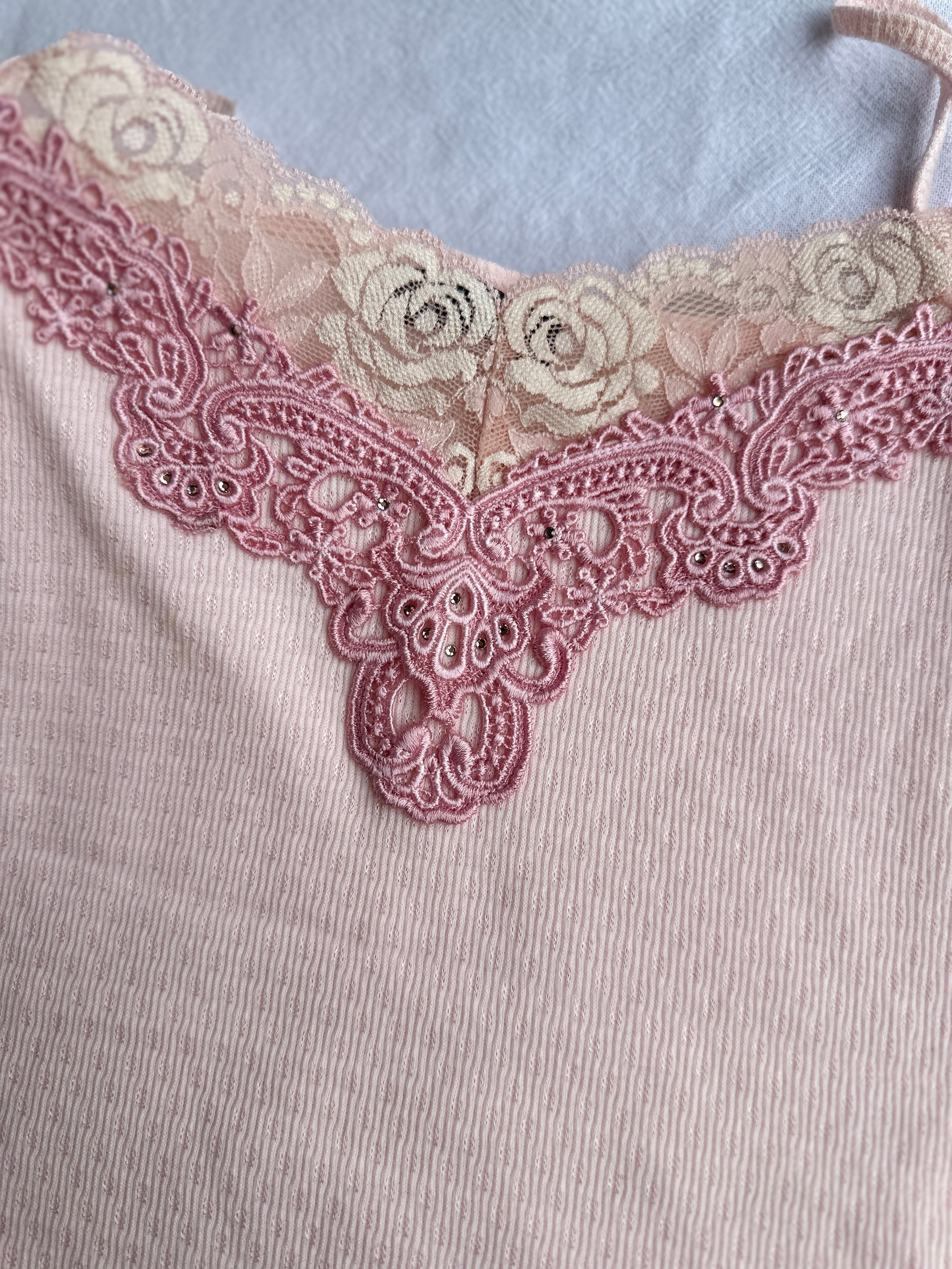 WANKO | Pink Lace Rhinestone Cami | 8