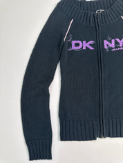 DKNY| Rare Two Way Full-zip Black Knit Sweater | M