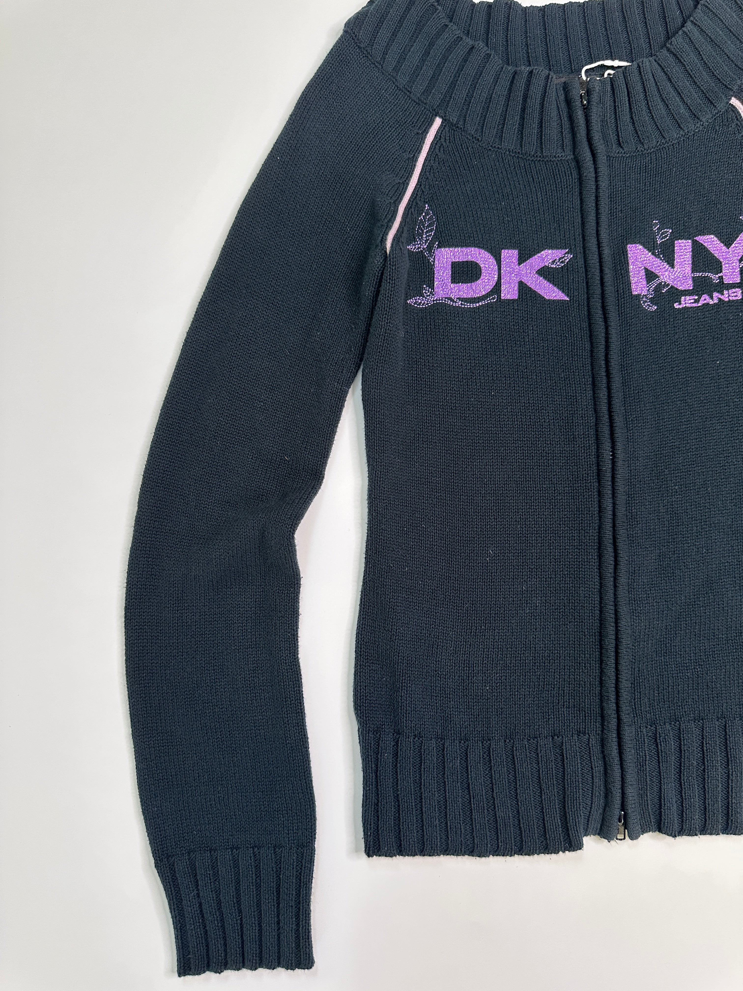 DKNY| Rare Two Way Full-zip Black Knit Sweater | M