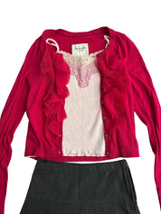 ABERCROMBIE & FITCH | Fushia Ruffle Cardigan | M