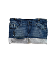 BEBE Denim Mini Skirt with Chain Trim | 8