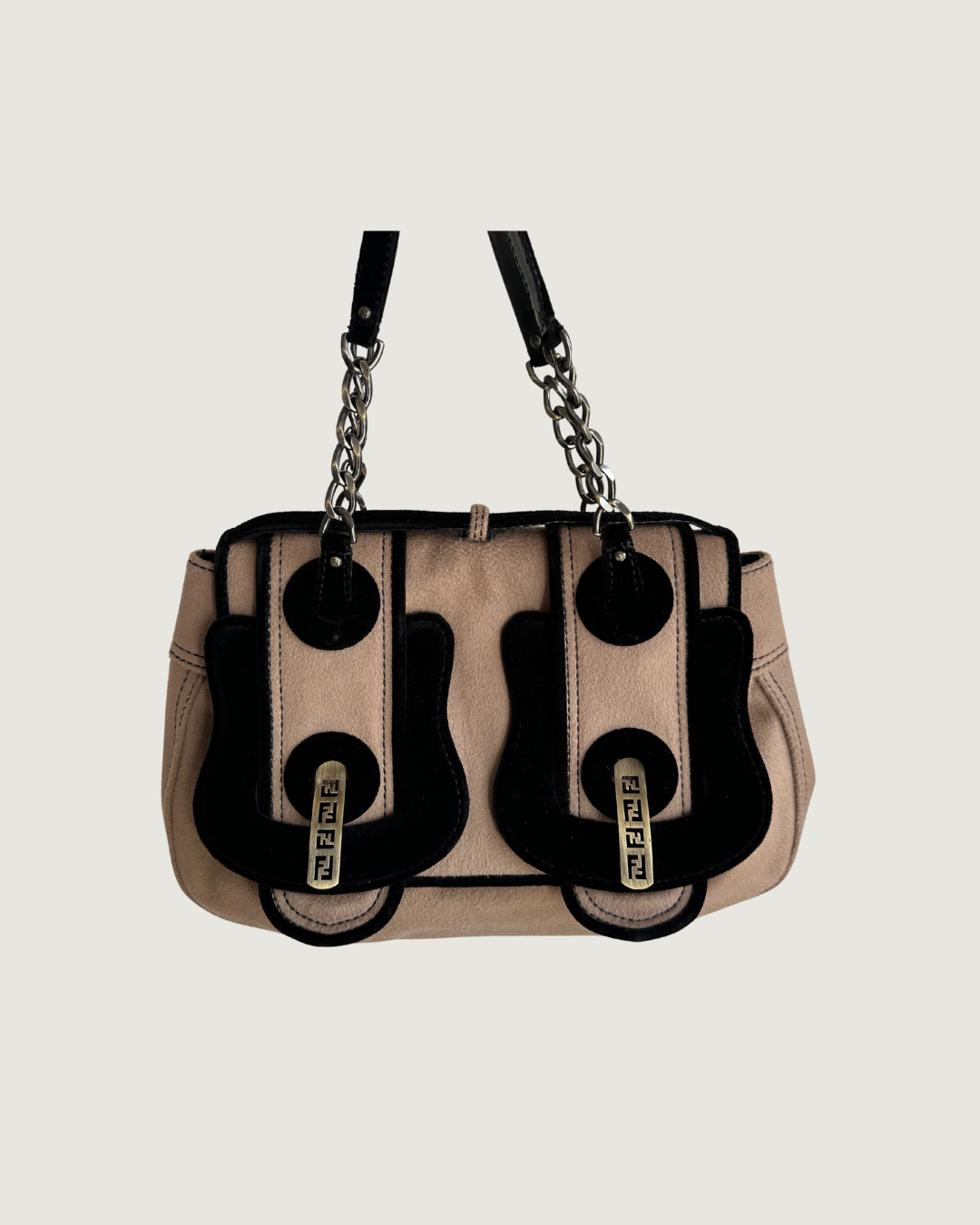 FENDI CASHMERE DOUBLE BUCKLE BAG