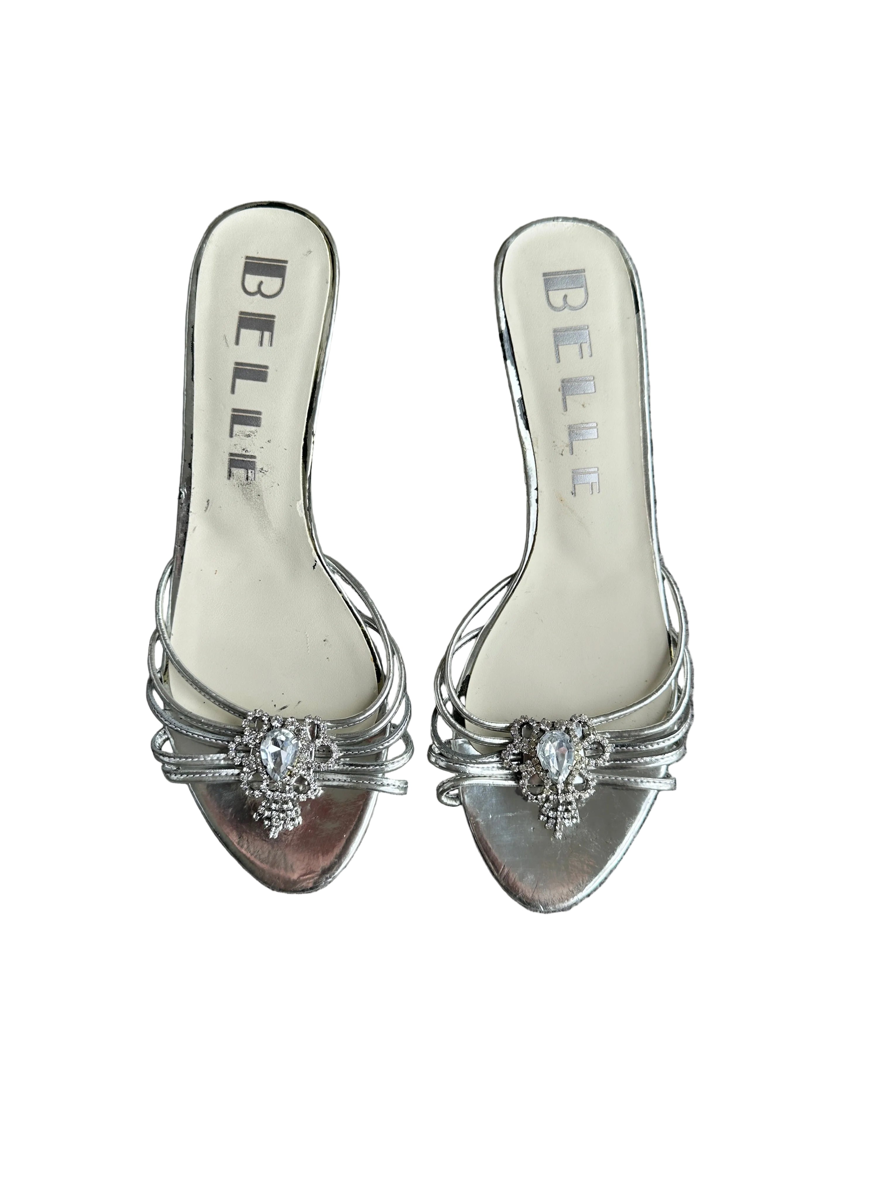 BELLE | Silver Formal Kitten Heels | 7