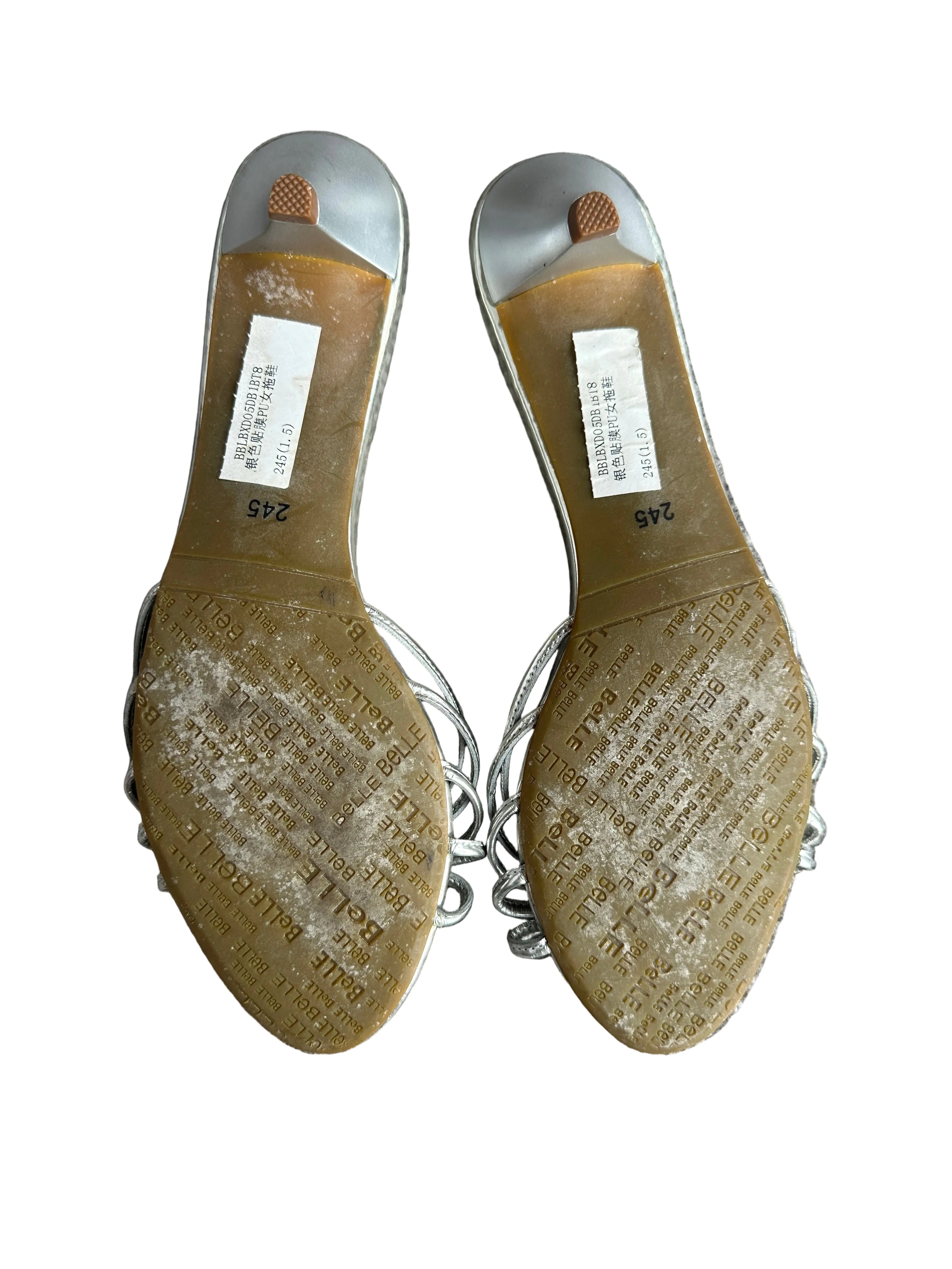 BELLE | Silver Formal Kitten Heels | 7