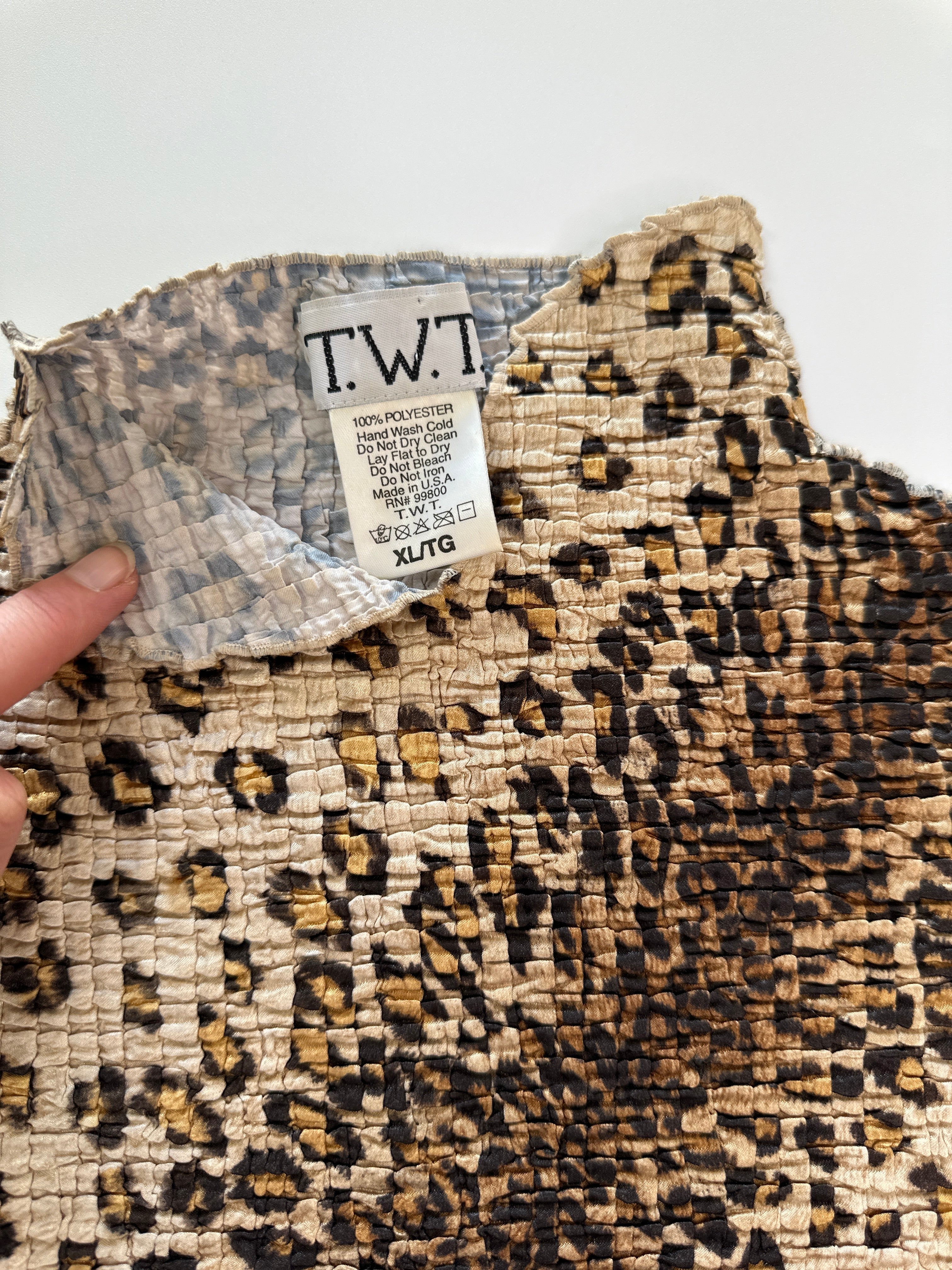 T.W.T USA | Leopard Crinkle Tank Top | 12-14
