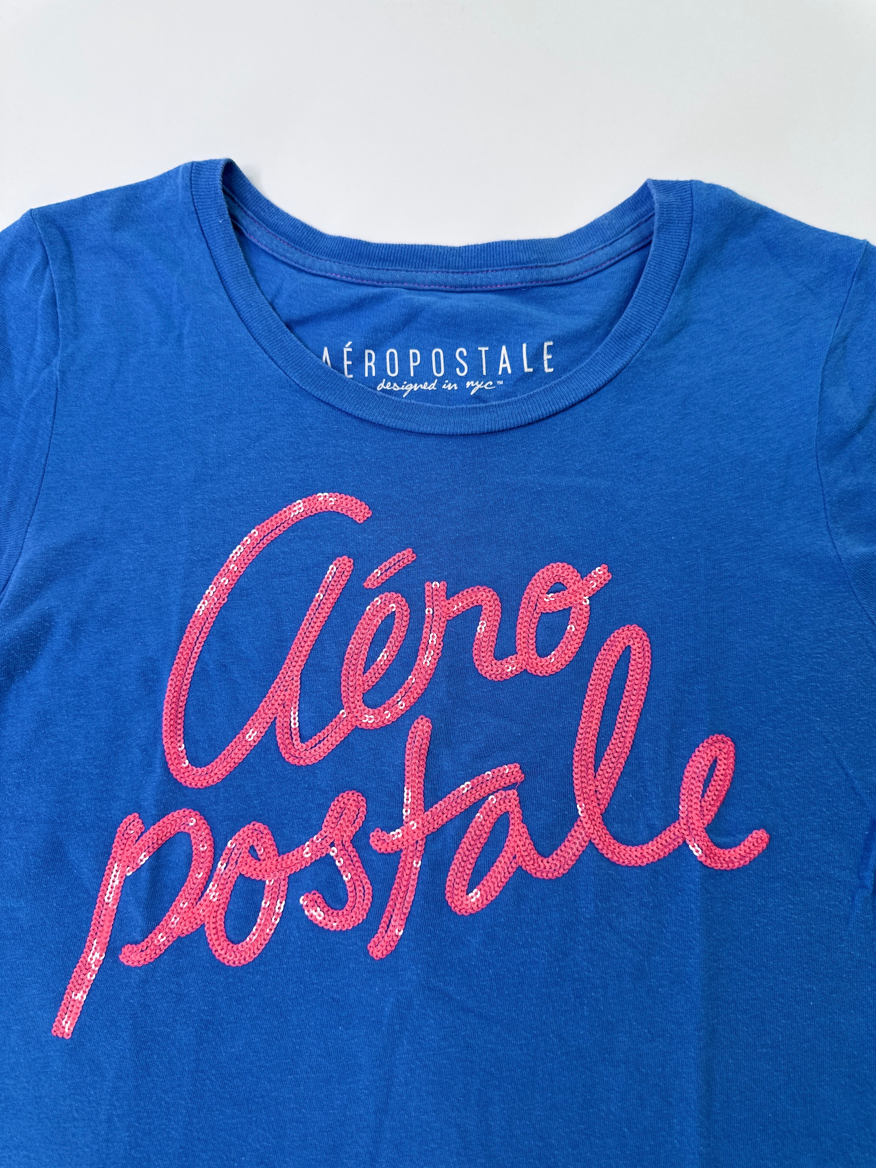 Aeropostale | Blue & Pink Sequin Top | S