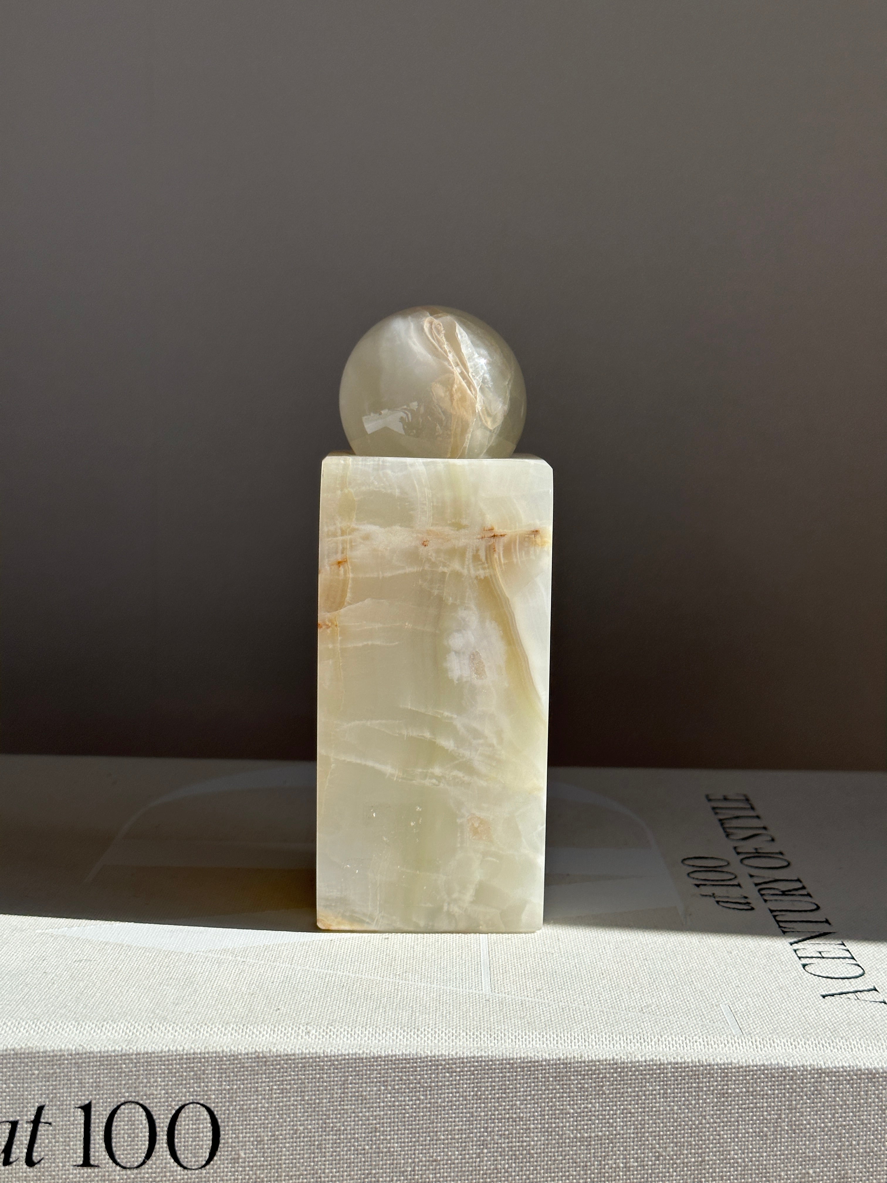 Prism White & Amber Onyx Candle Holder - Large