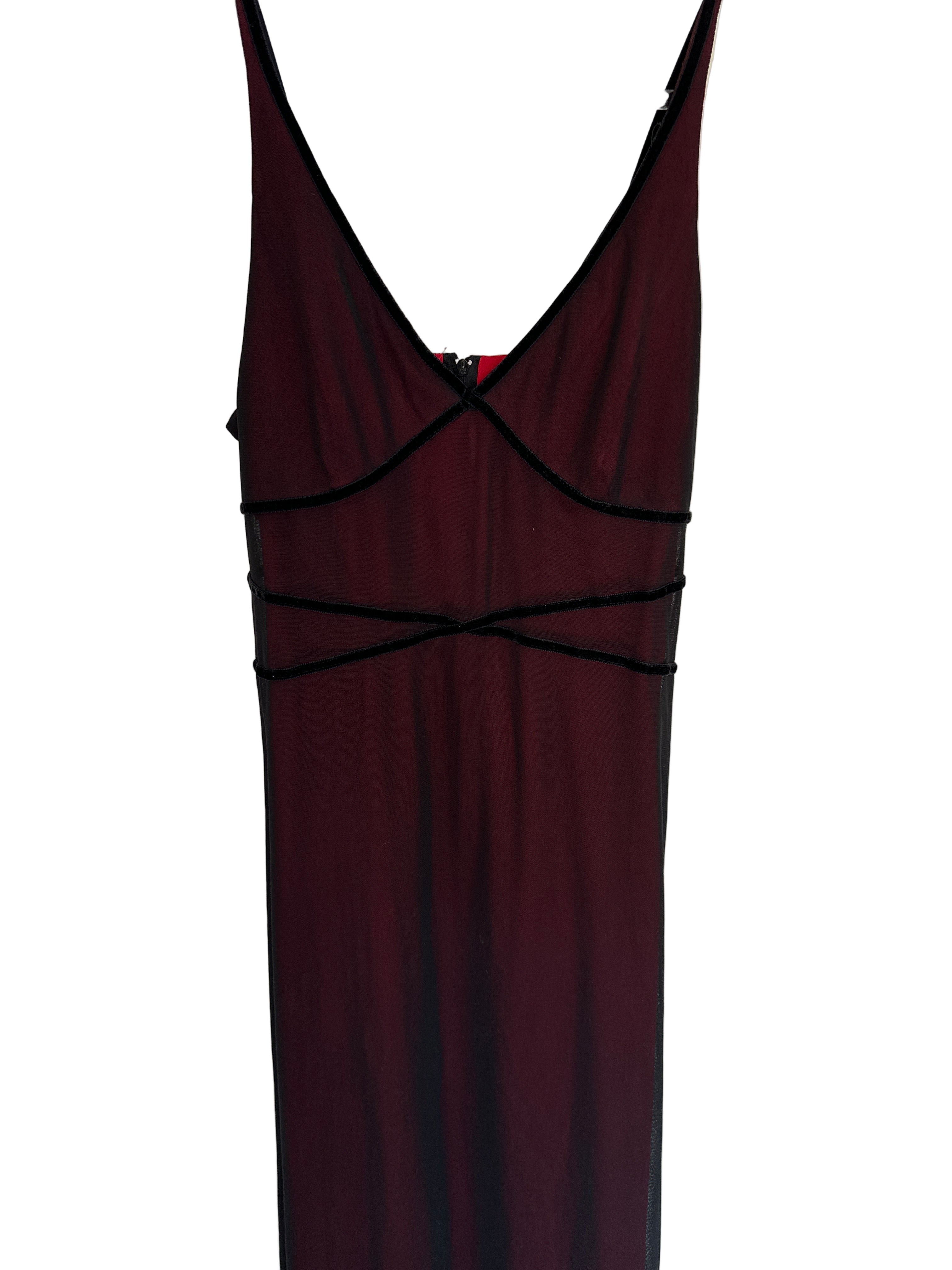 Vinatge Purple Patch Black Sheer Dress 90s