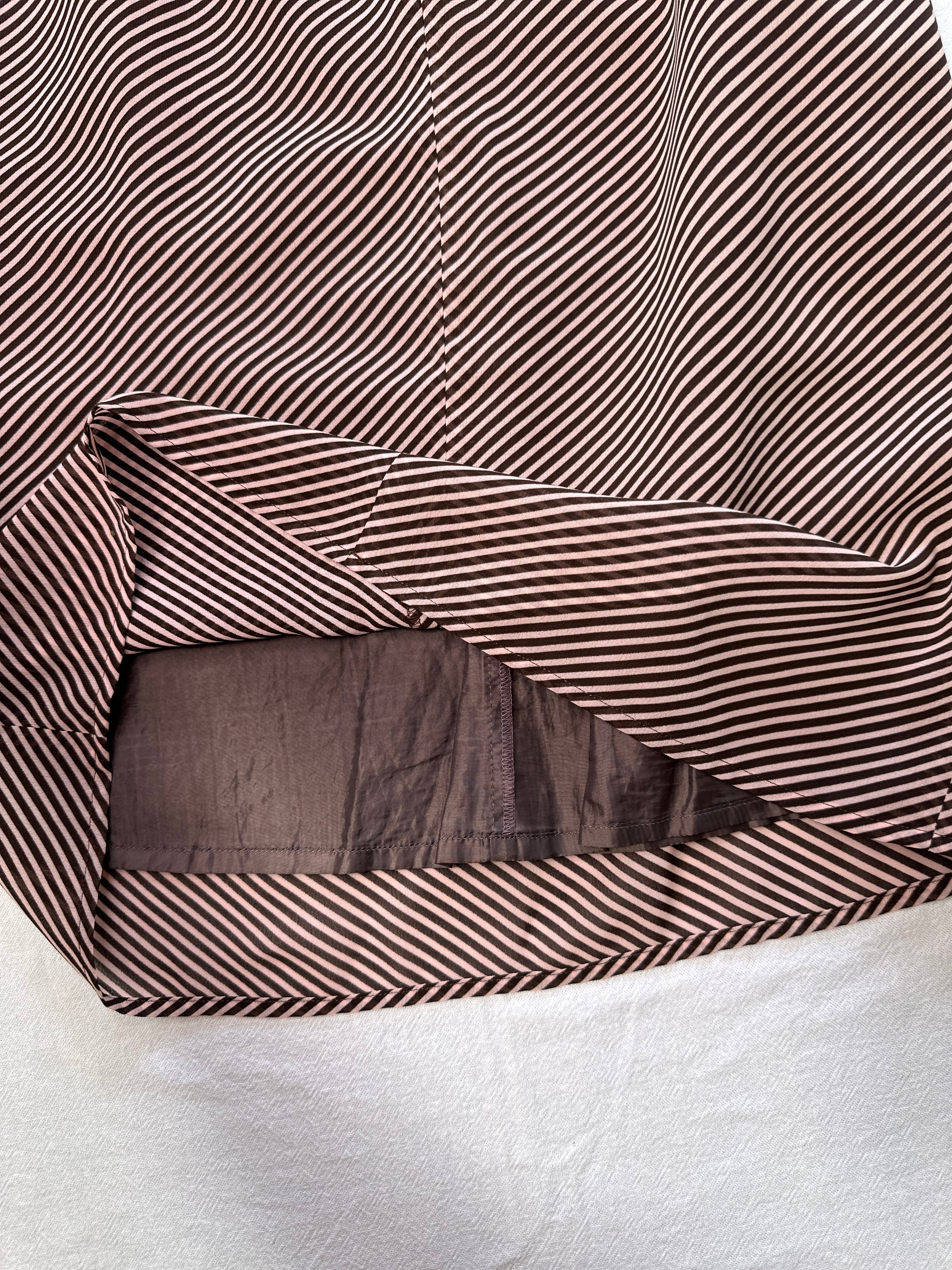 BROWN & PINK/BEIGE STRIPE HALTER NECK DRESS | 8