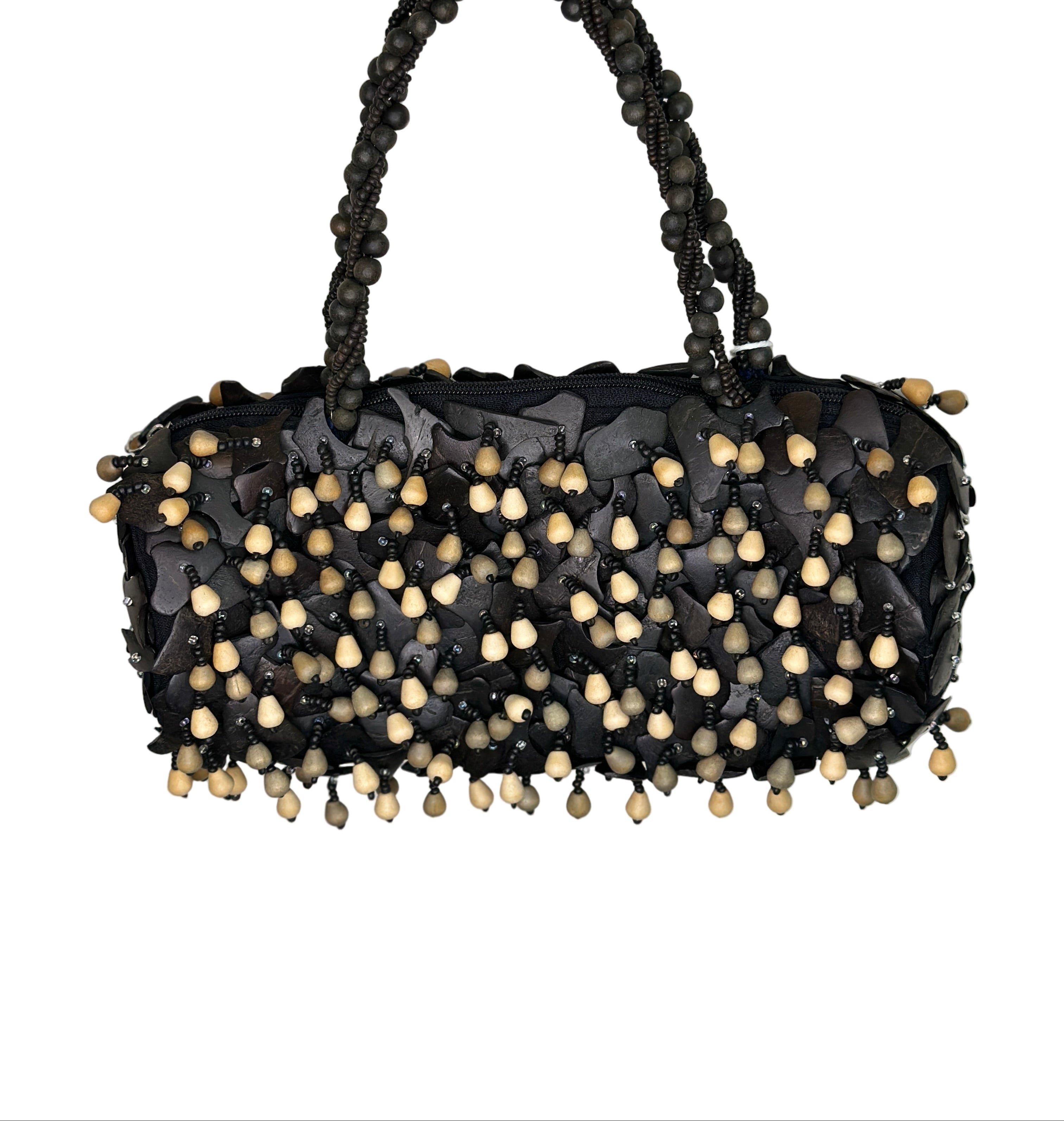PELLE Italy Wood & Bead Bag