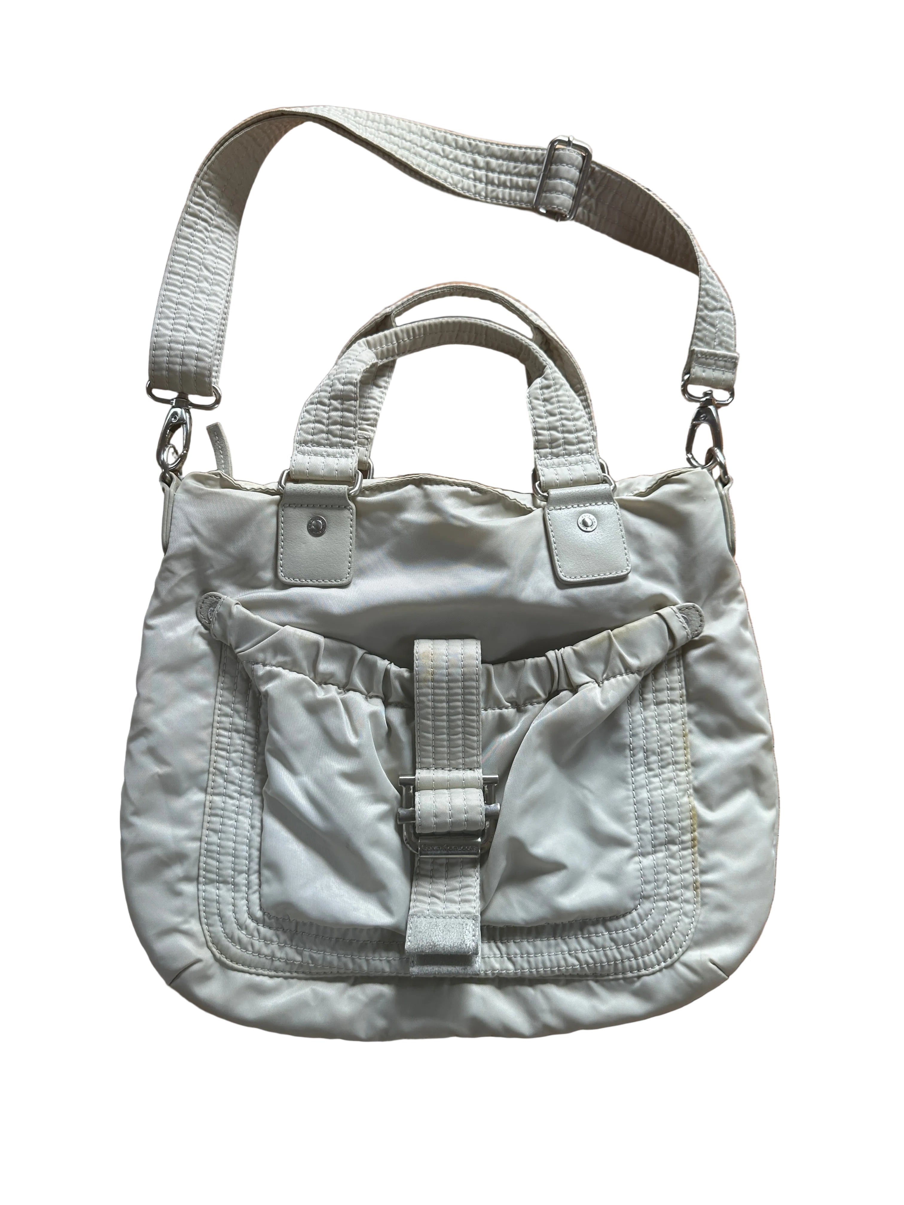 Calvin Klein | Beige Nylon & Leather Bag