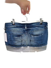 BEBE Denim Mini Skirt with Chain Trim | 8