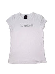 BEBE 2B | White Silver Rhinestone Top | M
