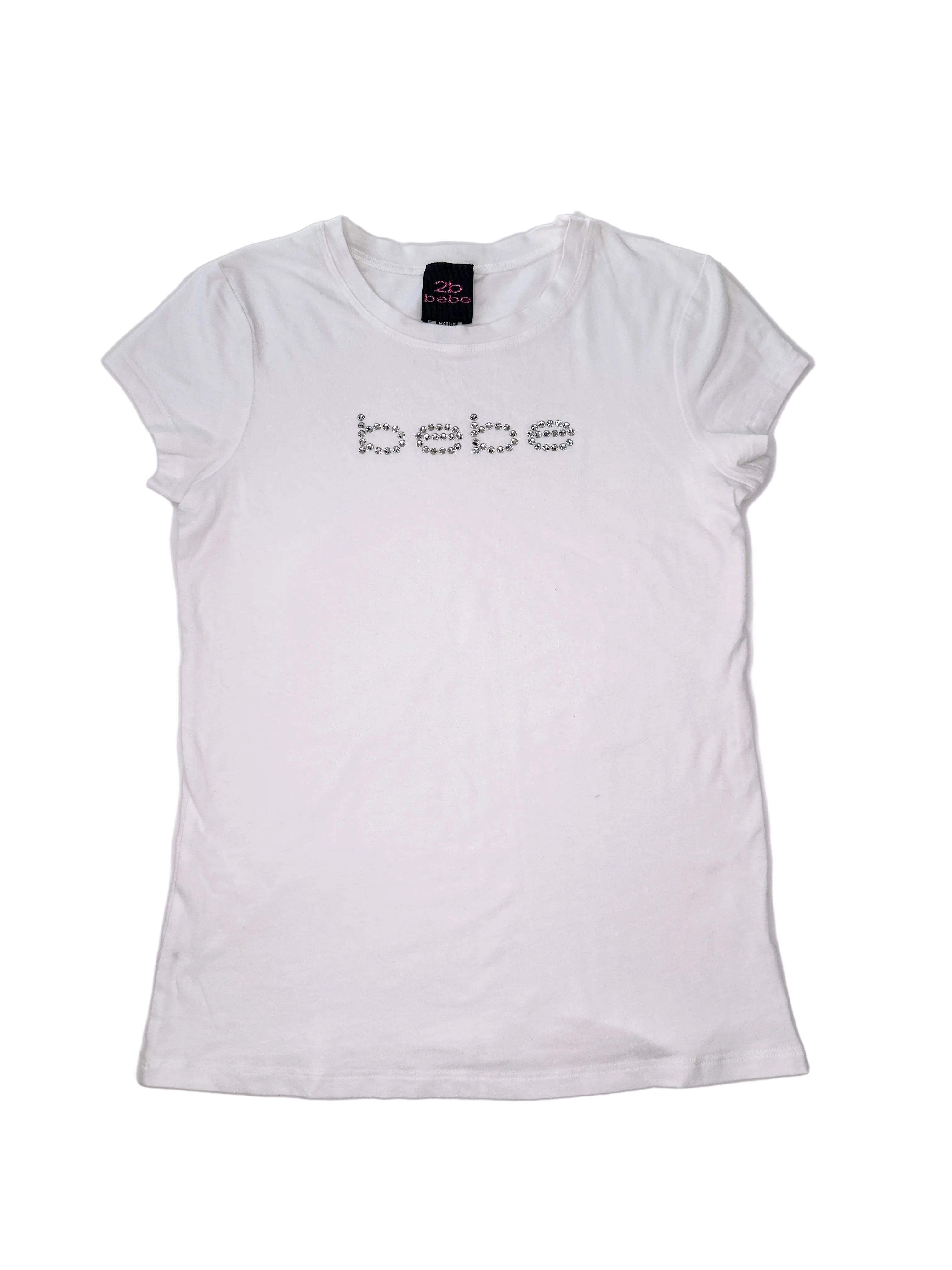 BEBE 2B | White Silver Rhinestone Top | M