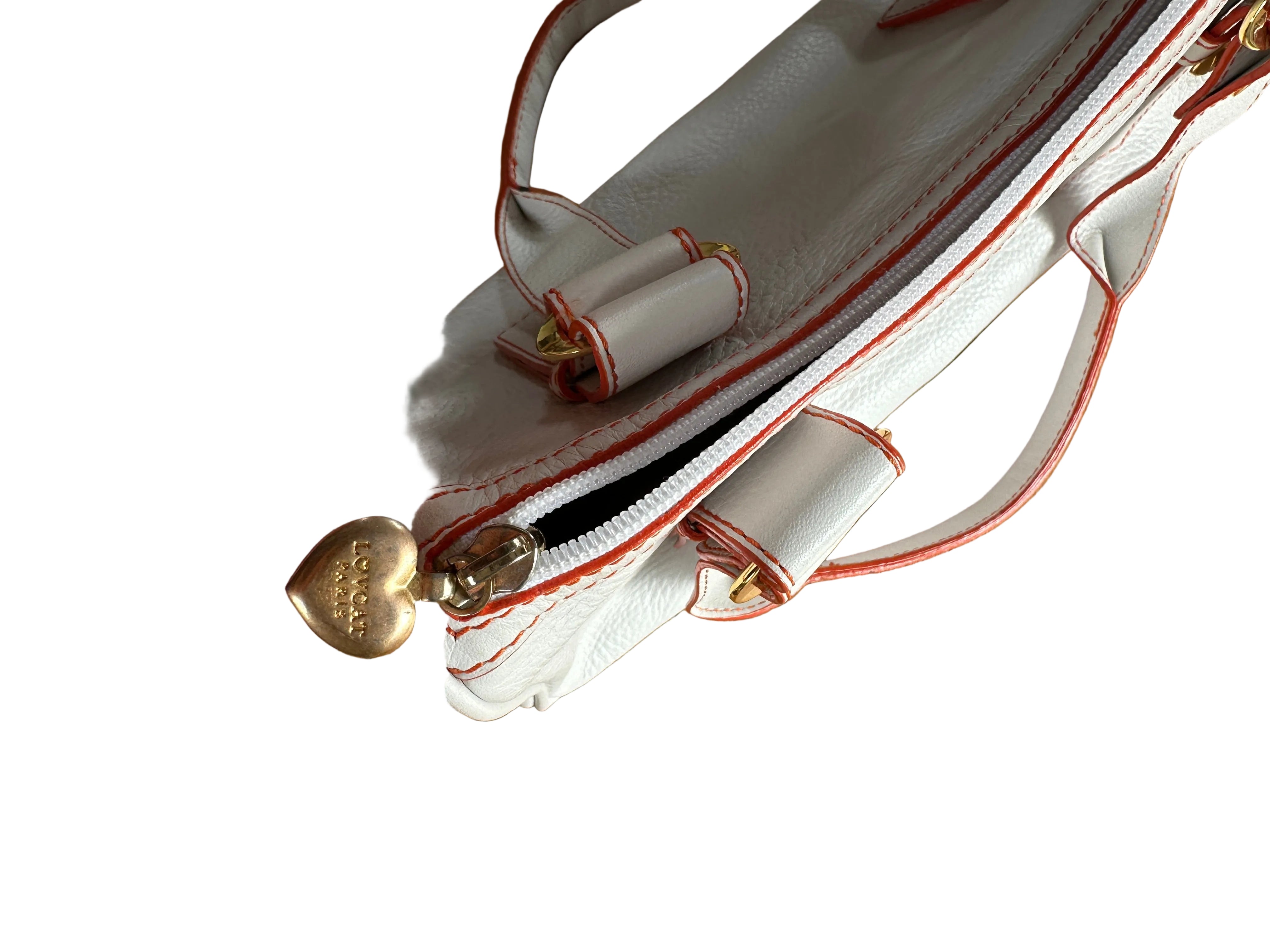 LOVCAT PARIS| Luxury Vintage White Leather Boston Bag